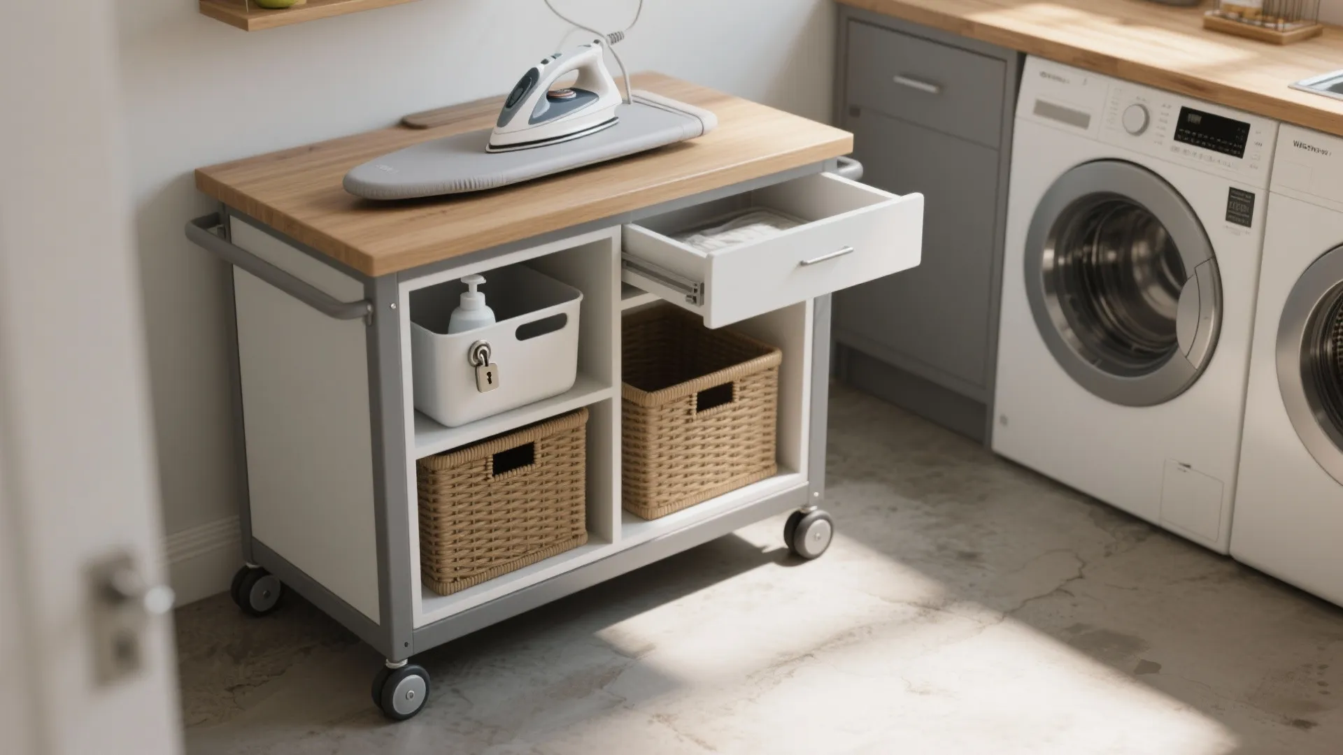 5. Mobile laundry island or cart