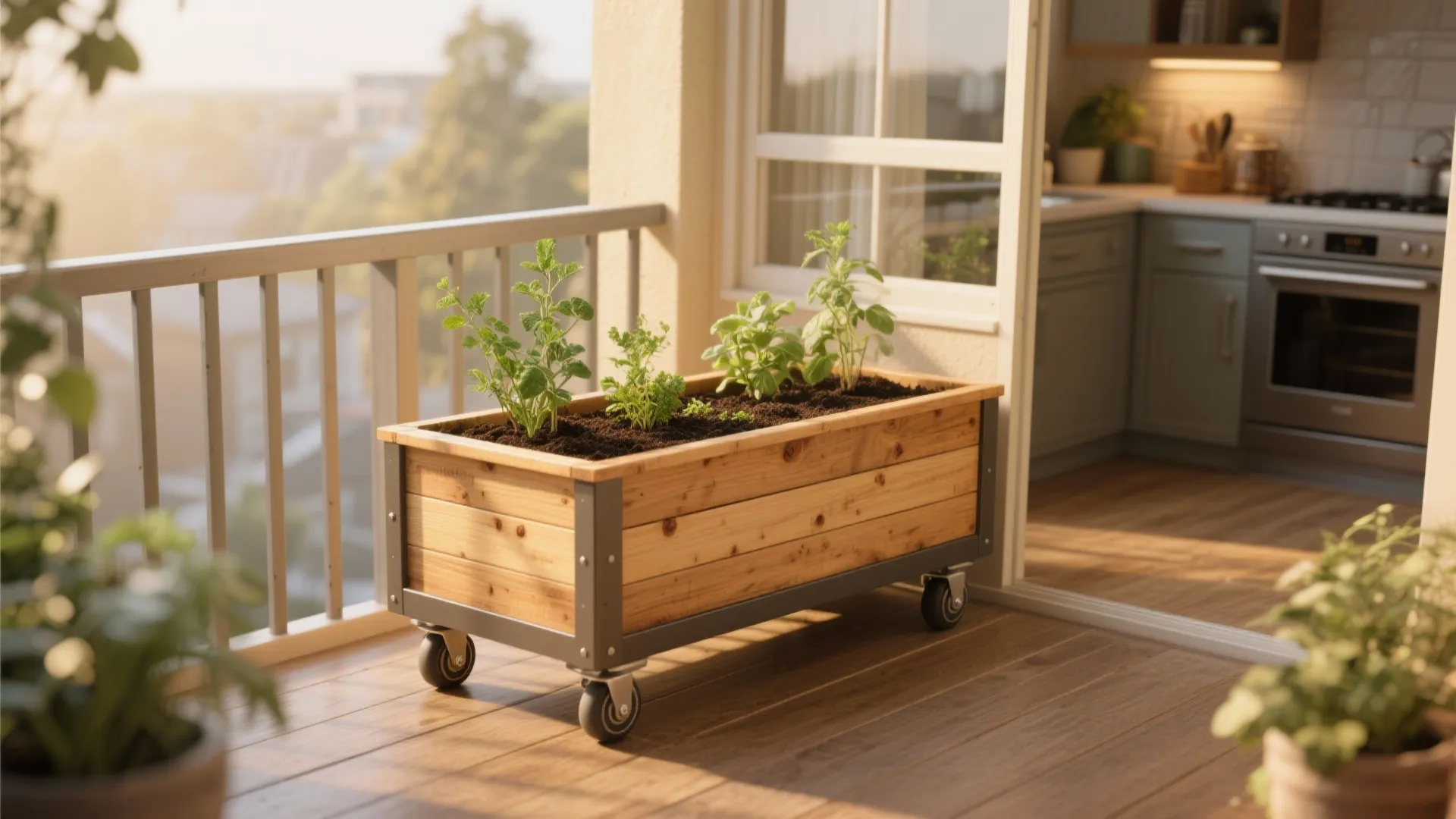 3. Mobile raised beds and window-side planters