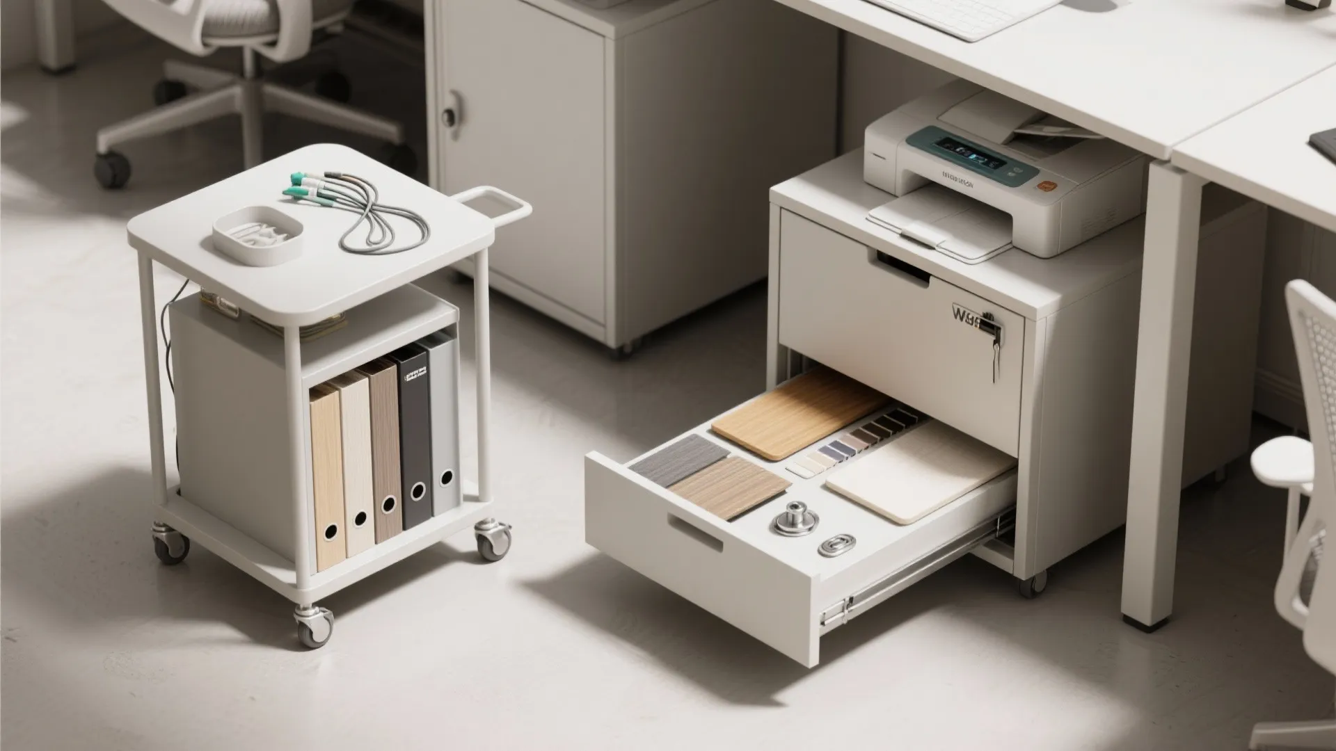 4. Mobile storage and fold-away printer garages