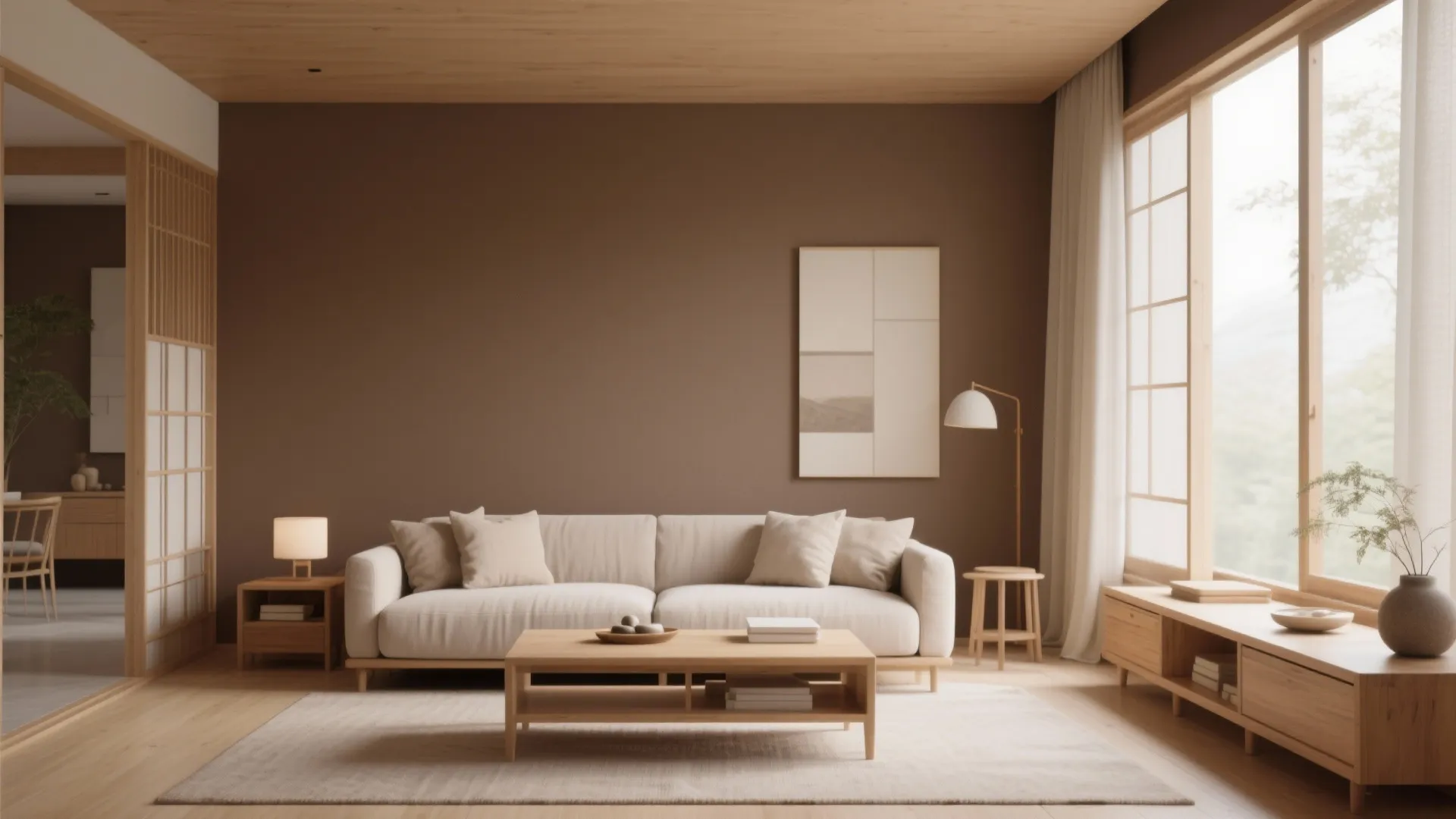 6. Mocha and Light Wood Harmony