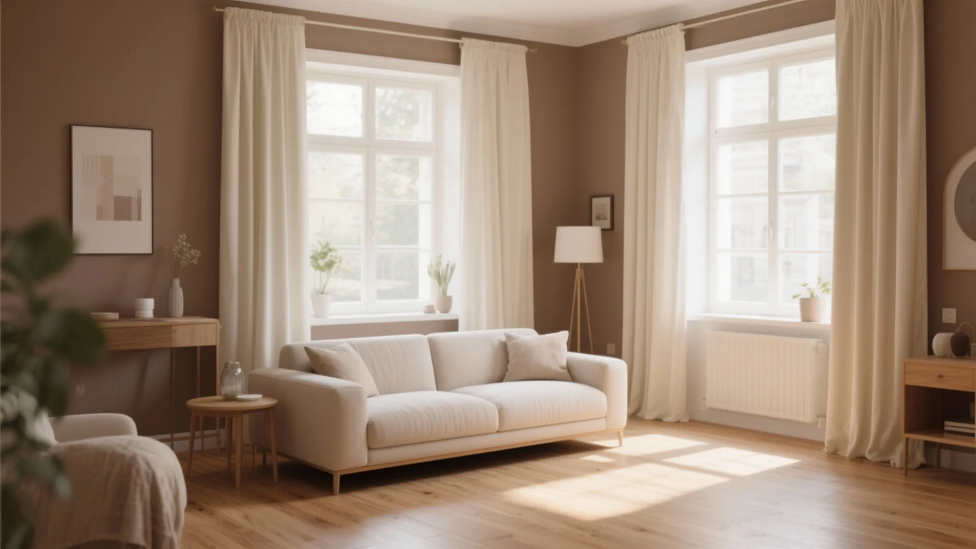 1. Soft Mocha Walls with Cream Accents