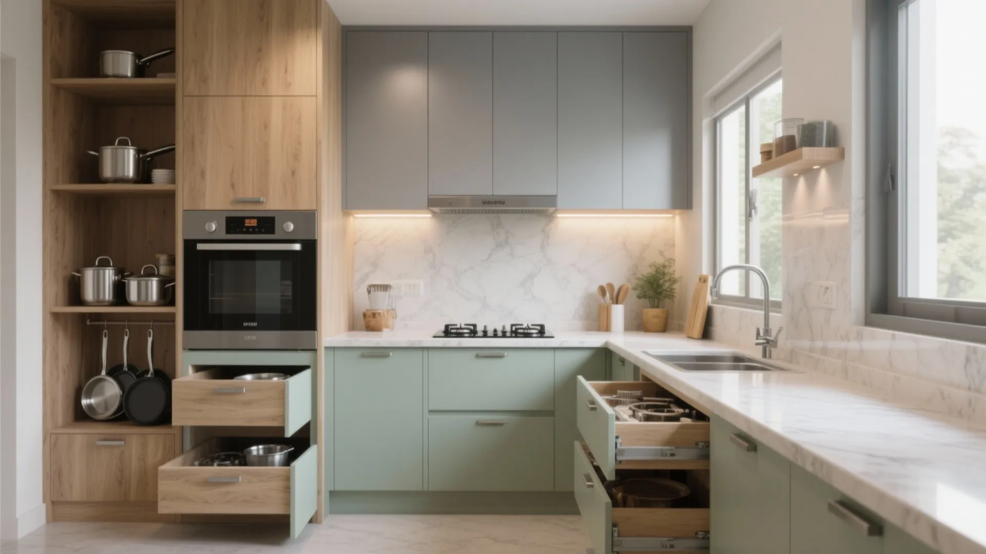 Minimalist modular kitchen storage