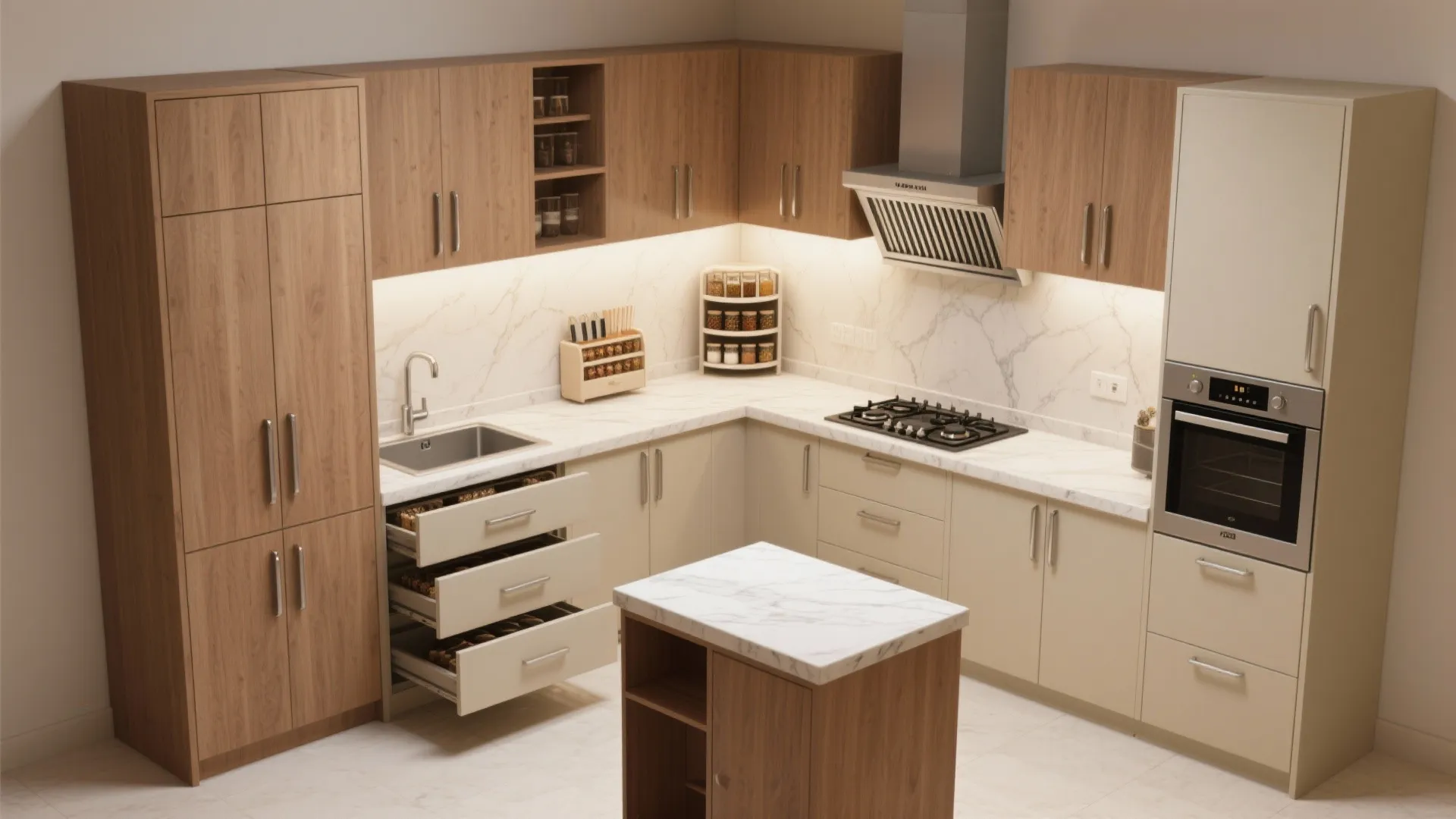 Smart modular kitchen for compact footprints