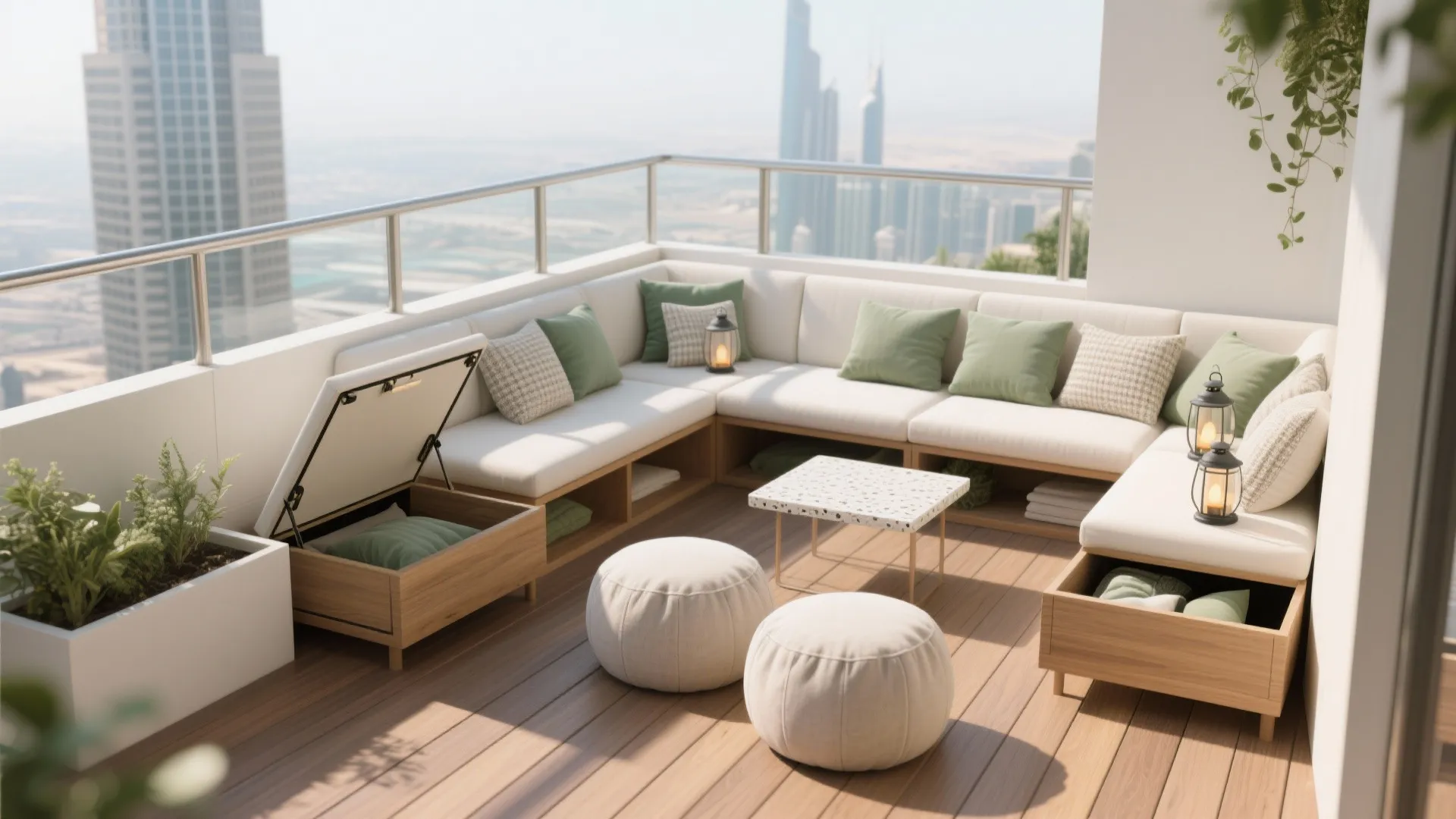 Compact modular seating with hidden storage