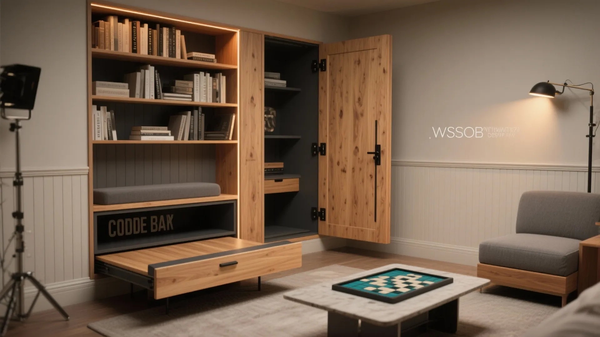 Modular secrets: false panels, fold-down props, and convertible furniture