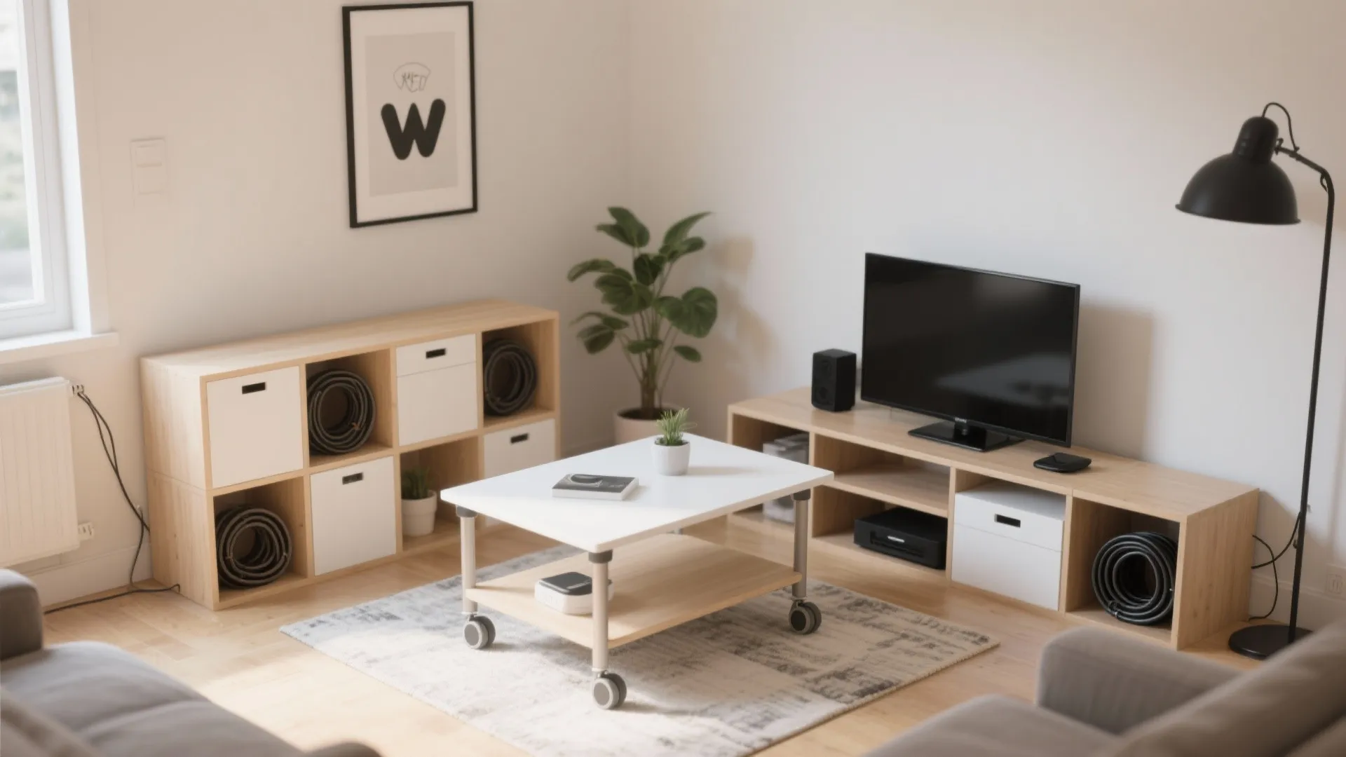 Modular, Movable TV Table (Great for Renters or Corners)