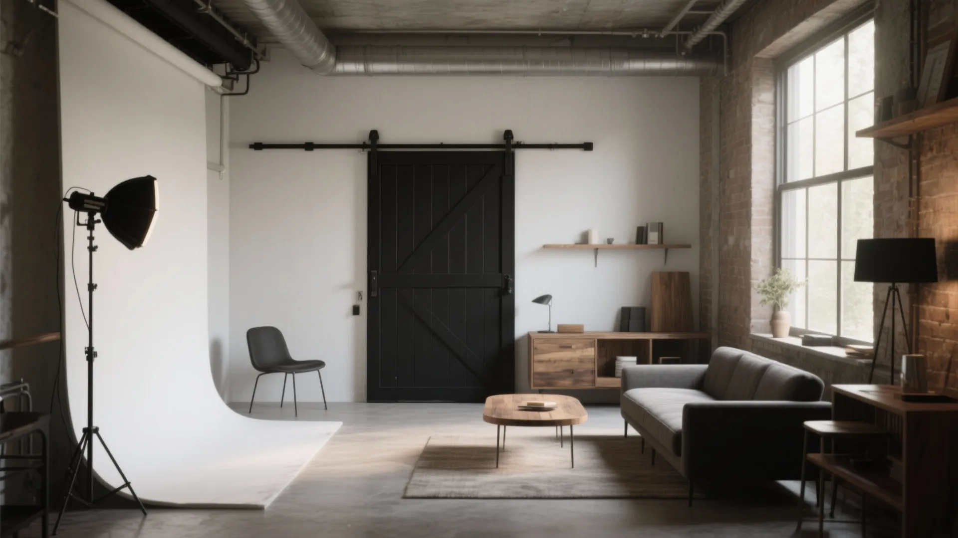 Sliding barn doors with modern finish