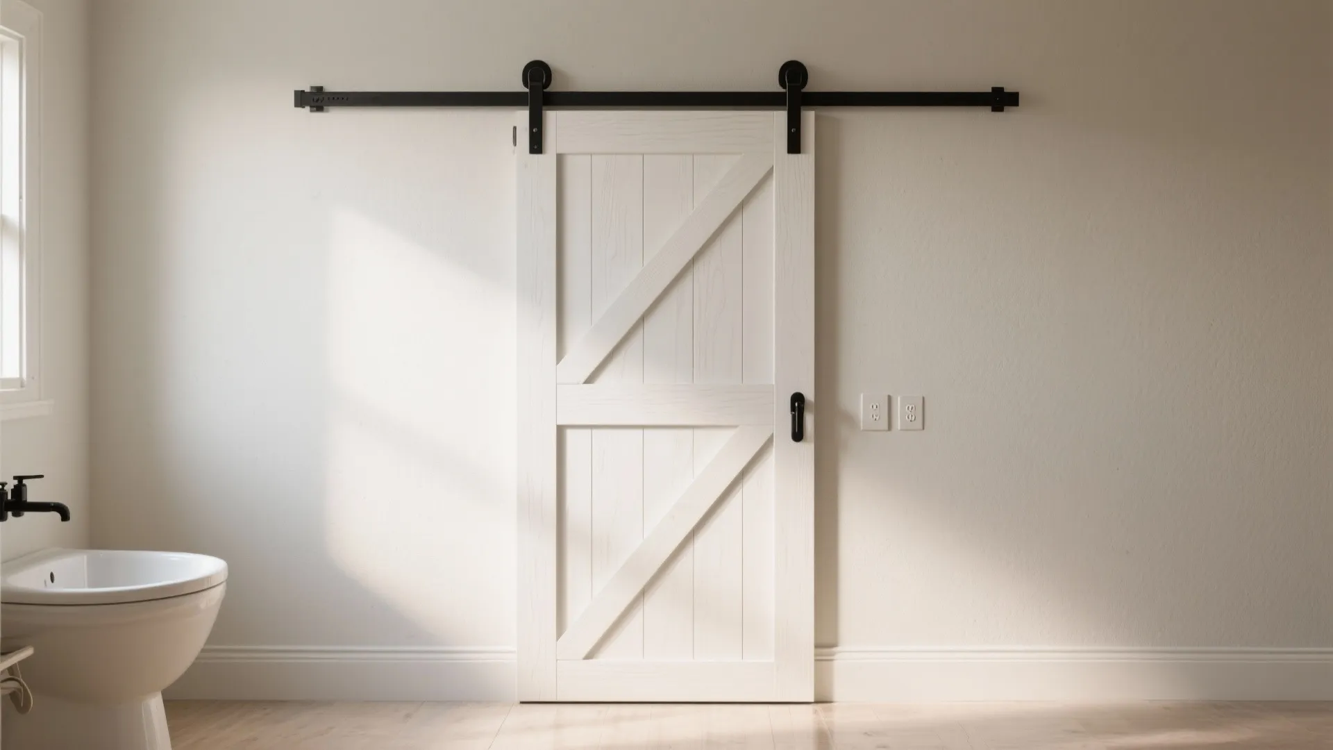 3) Sliding barn-style door with soft-close