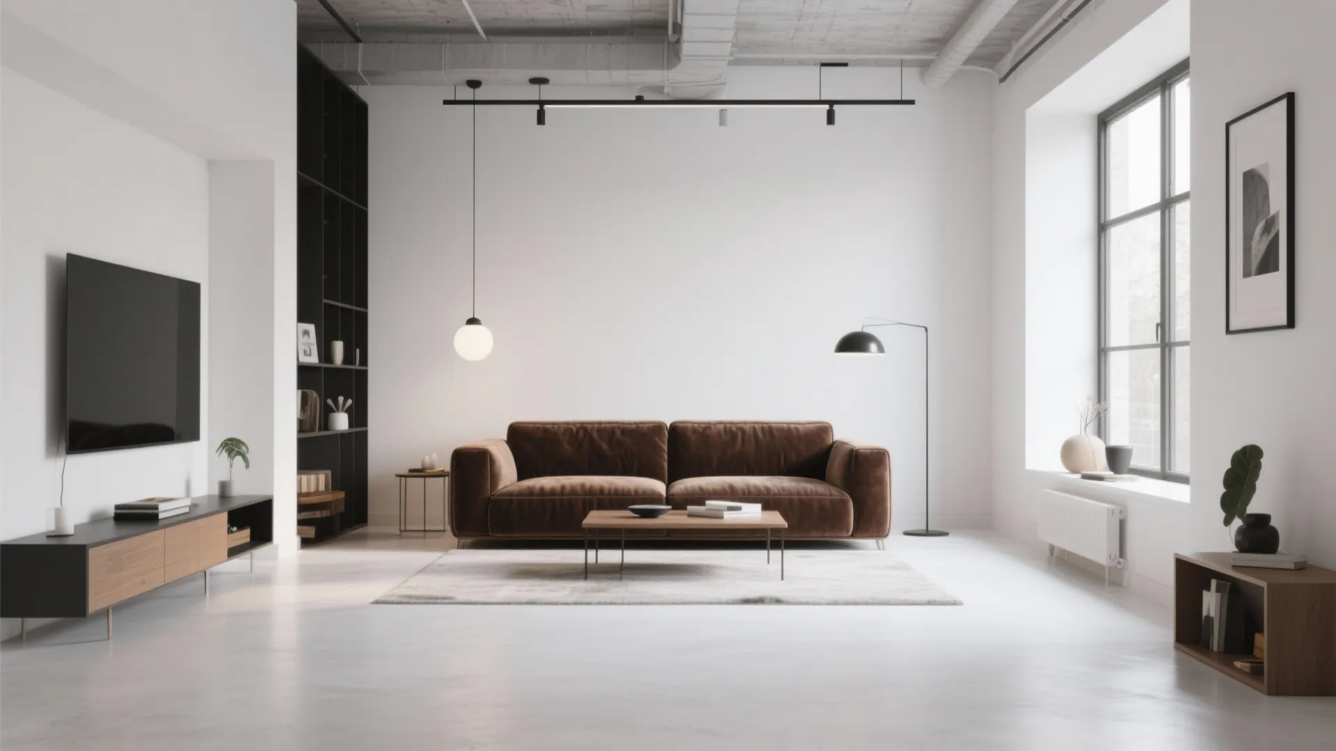 3. Modern Contrast with White Walls