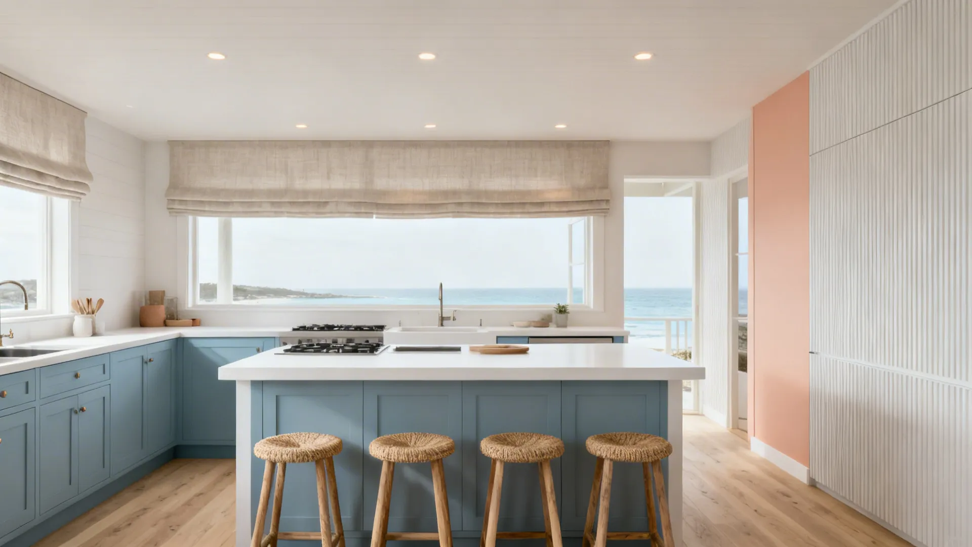 Modern Coastal: Misty Blue, Blush Peach, and Matte White