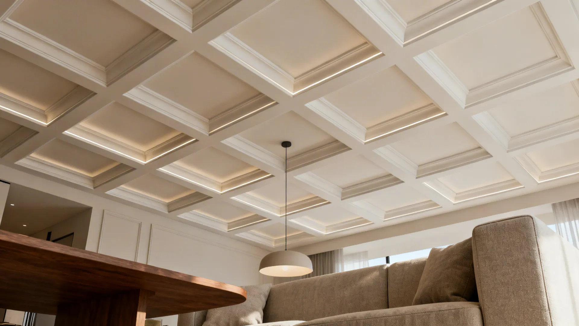 Coffered panels with modern edges