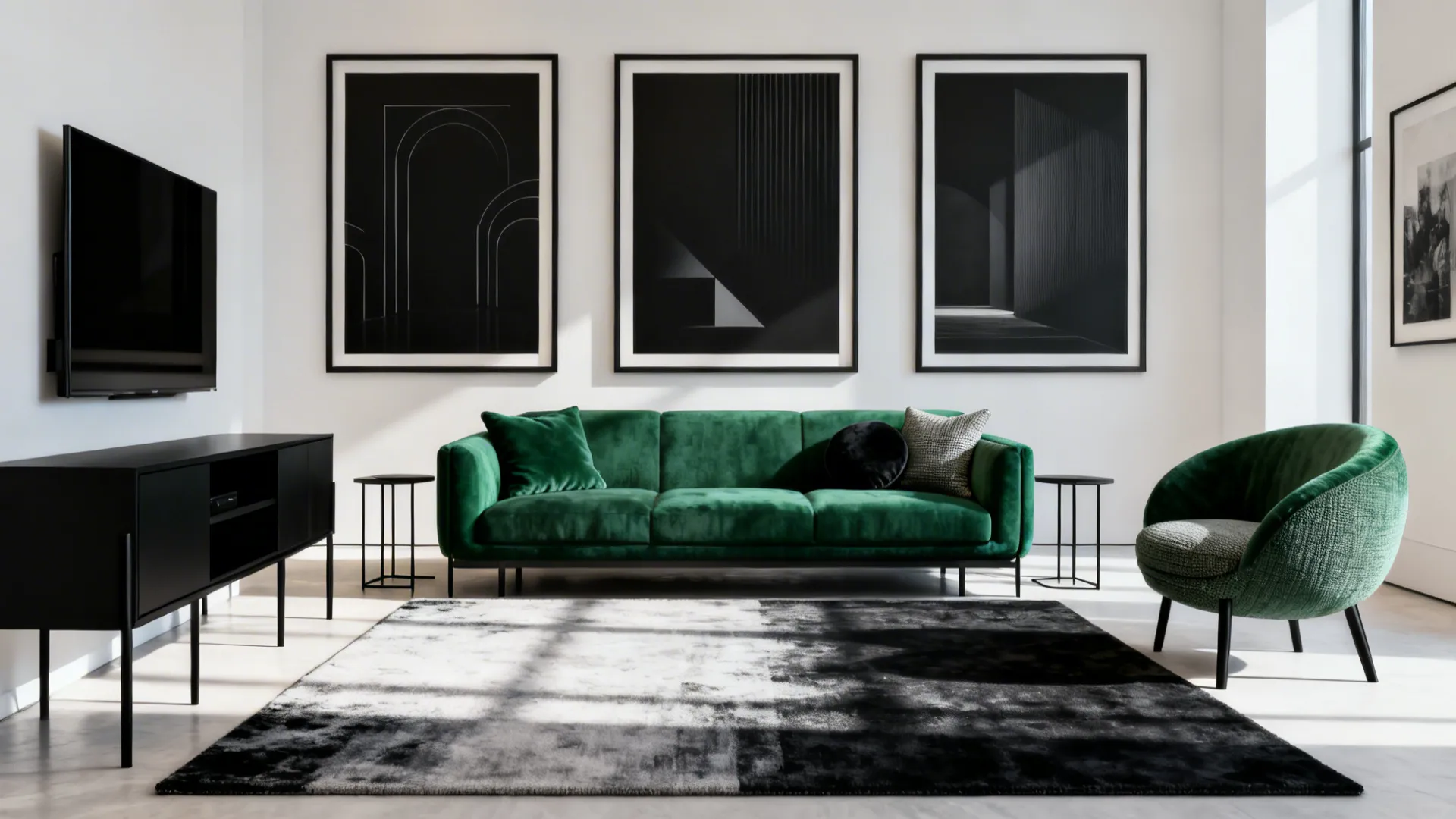 2. Modern Contrast: Black Accents and Graphic Art