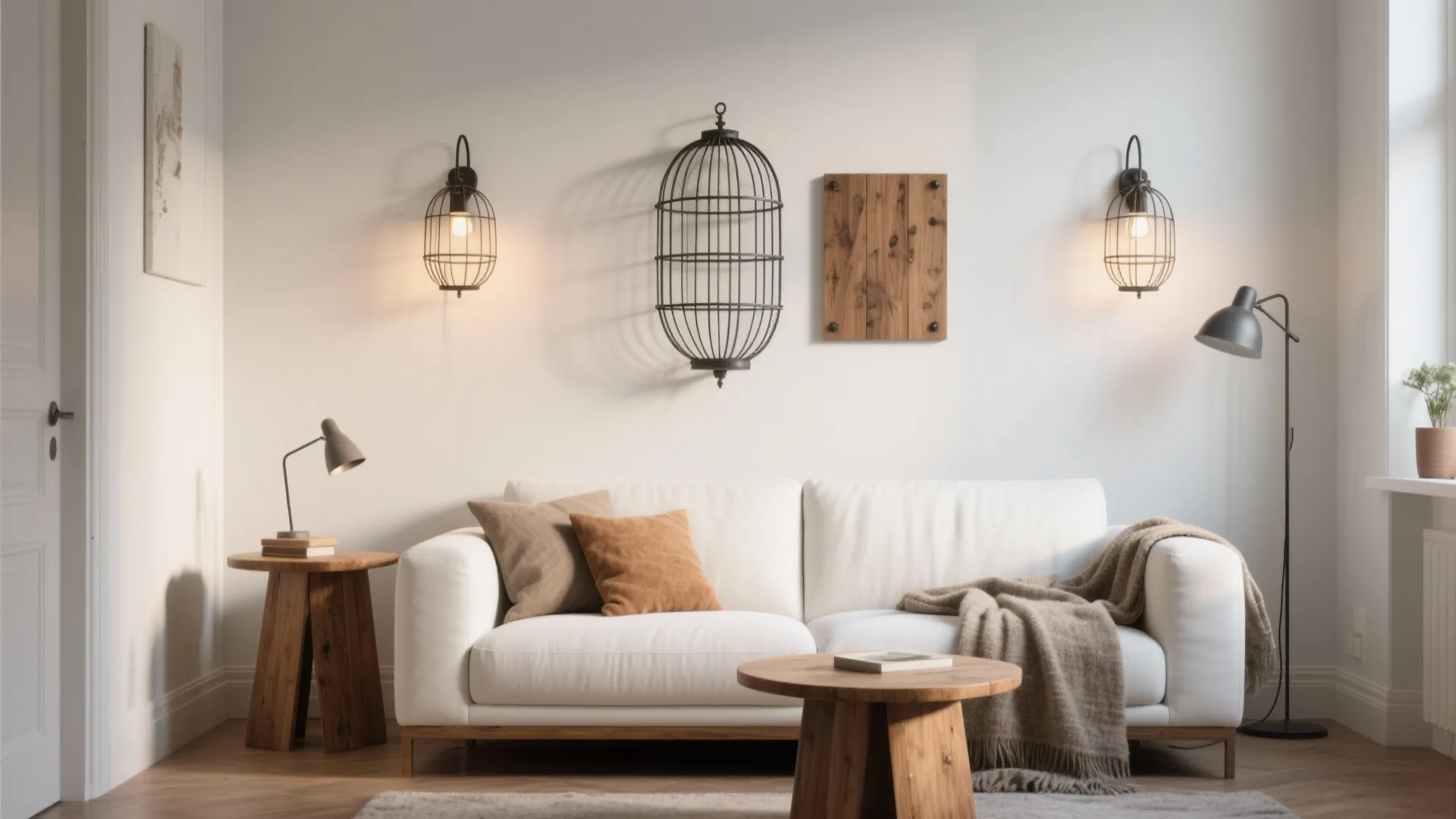 5. Create contrast by mixing modern furniture with raw industrial lighting