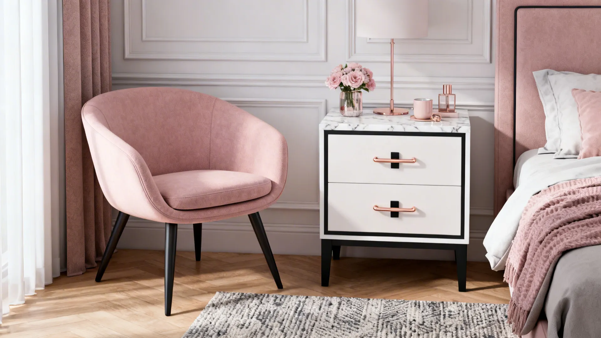 4. Mix modern furniture with girly accents