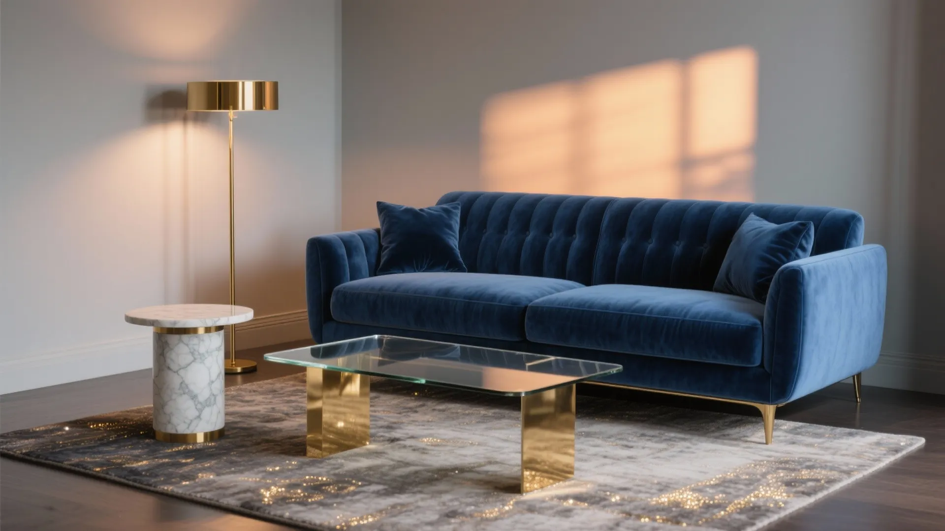 Modern Glam: Brass, Glass, and Deep Blue