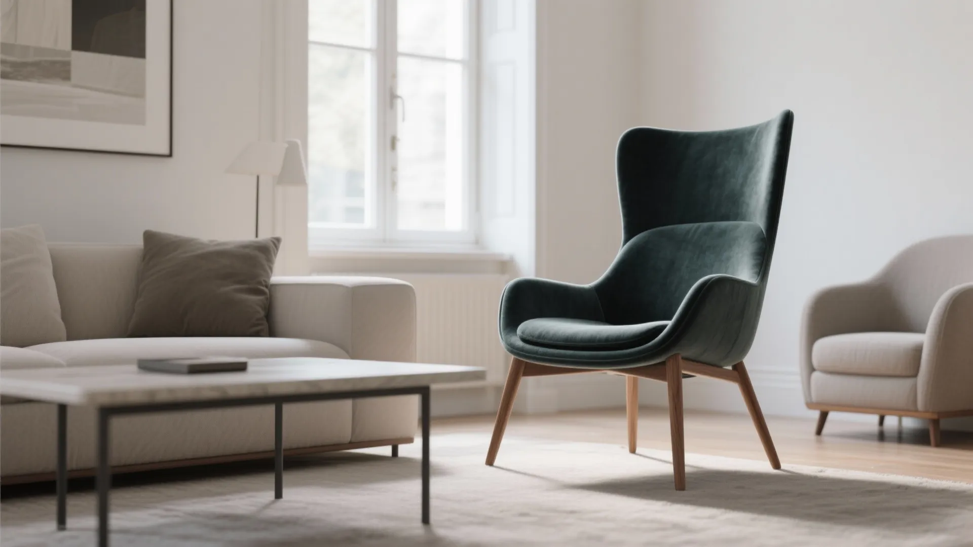 4) Leggy wingbacks or modern high-backs to lift the eye