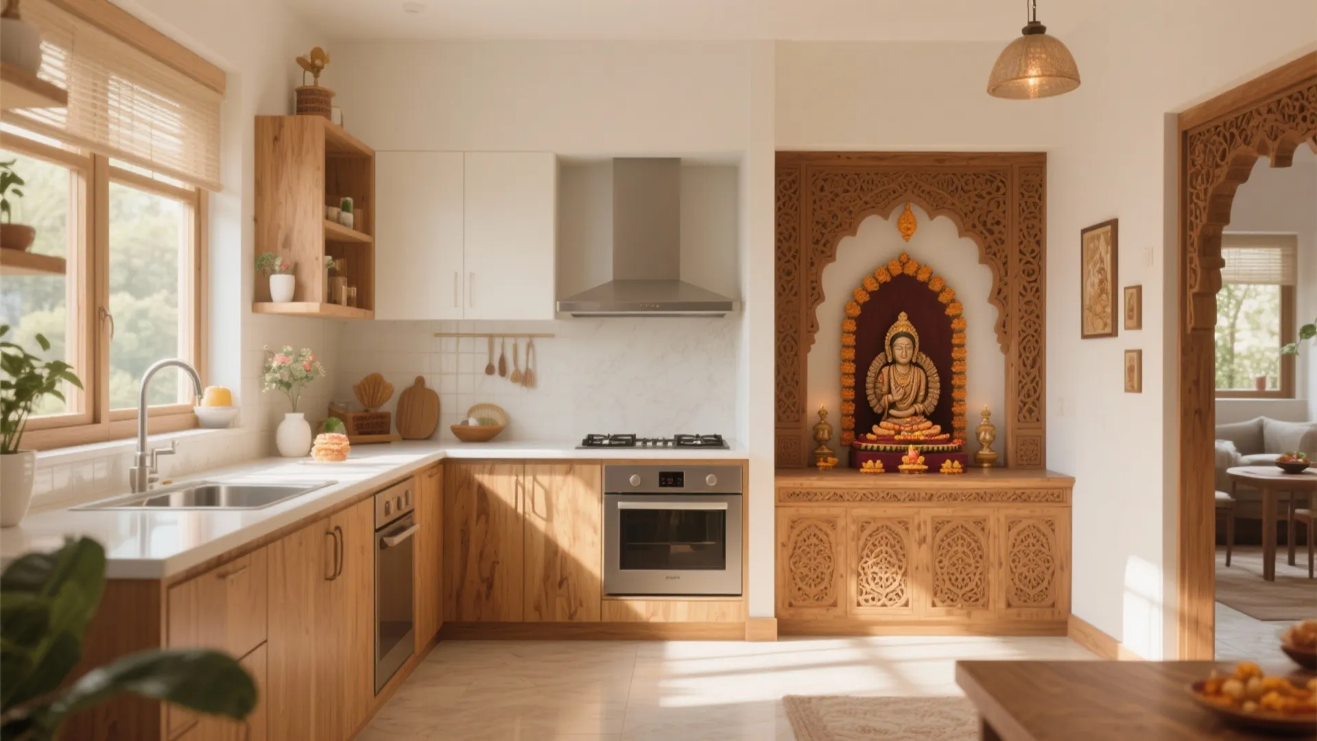 5 Pooja Room in Kitchen Ideas: Creative and Practical Ways to Integrate a Pooja Space into Your Kitchen