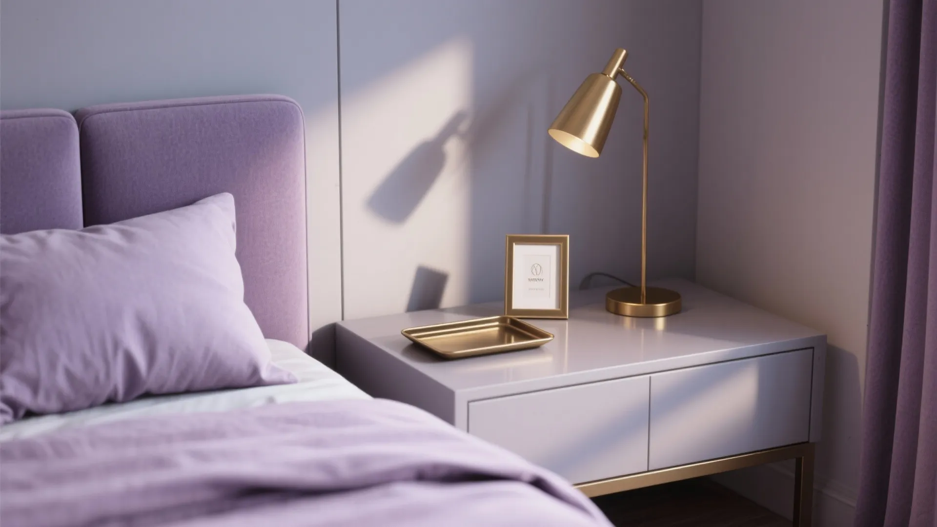 5. Modern Minimal Lavender with Metallic Accents