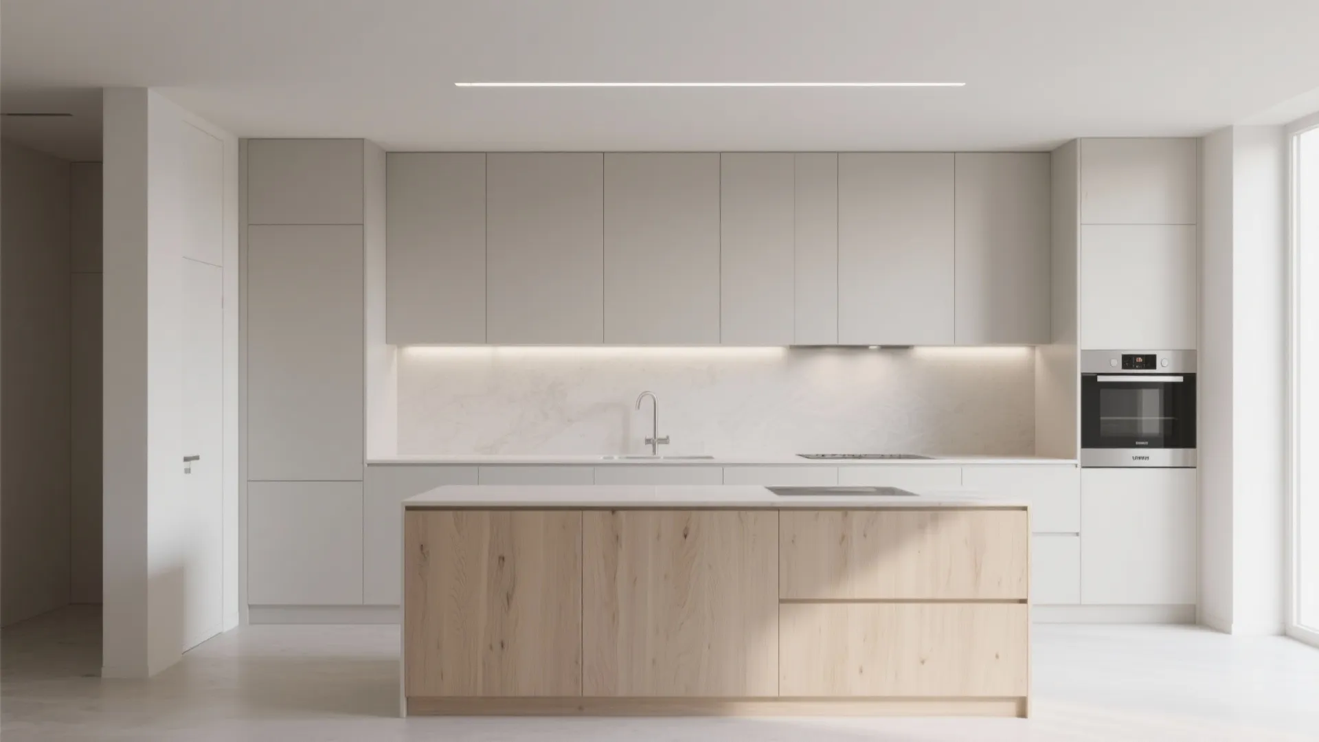 5. Modern minimalist kitchens — sleek painted surfaces or subtle stains