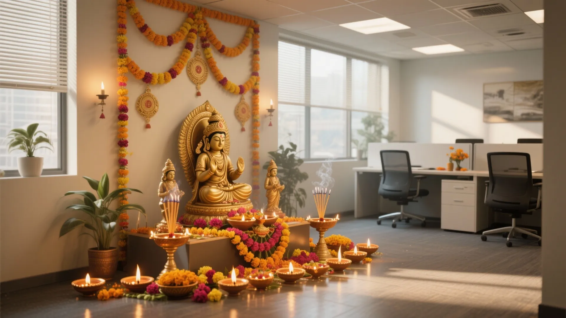 Creative Office Pooja Decoration Ideas