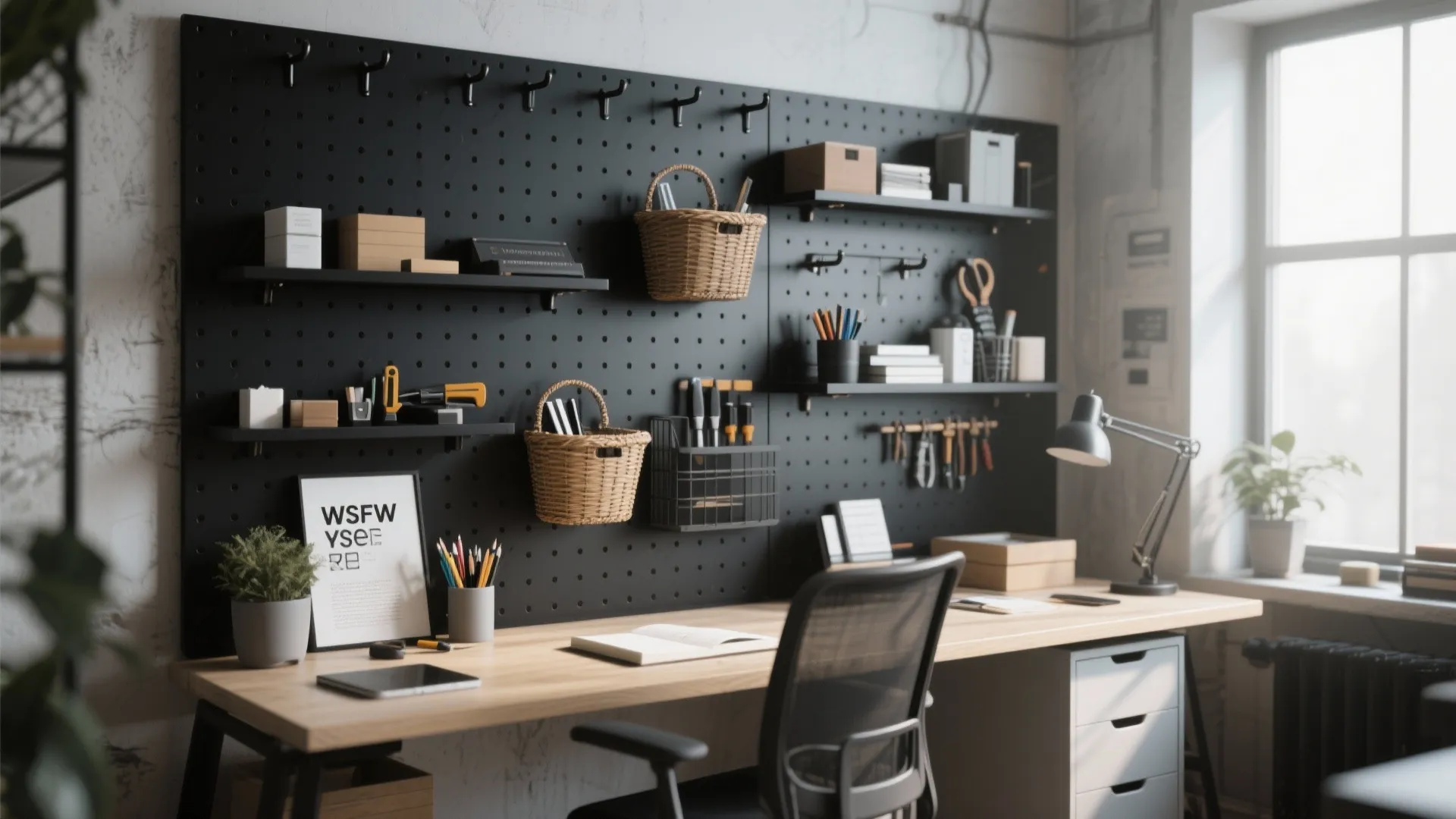 4. Pegboards for Flexible Wall Storage