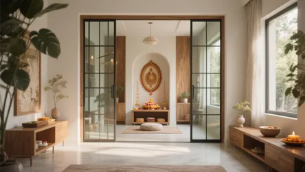5 Pooja Room Door Designs with Glass