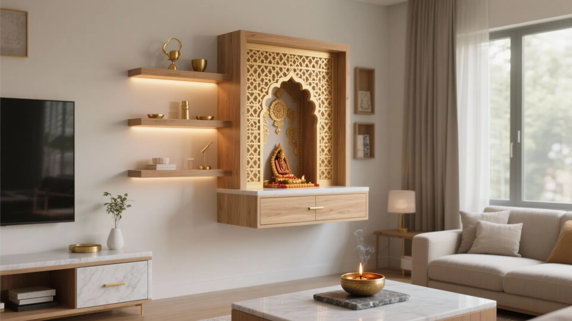 Pooja Room Modern Design: 5 Smart Ideas: How I design modern pooja rooms for small homes without losing serenity