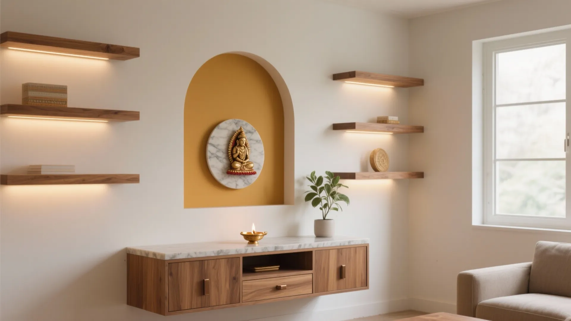 Pooja Room Shelf Design Ideas for Modern Homes: 1 Minute to Transform Your Pooja Space with Smart Shelf Design