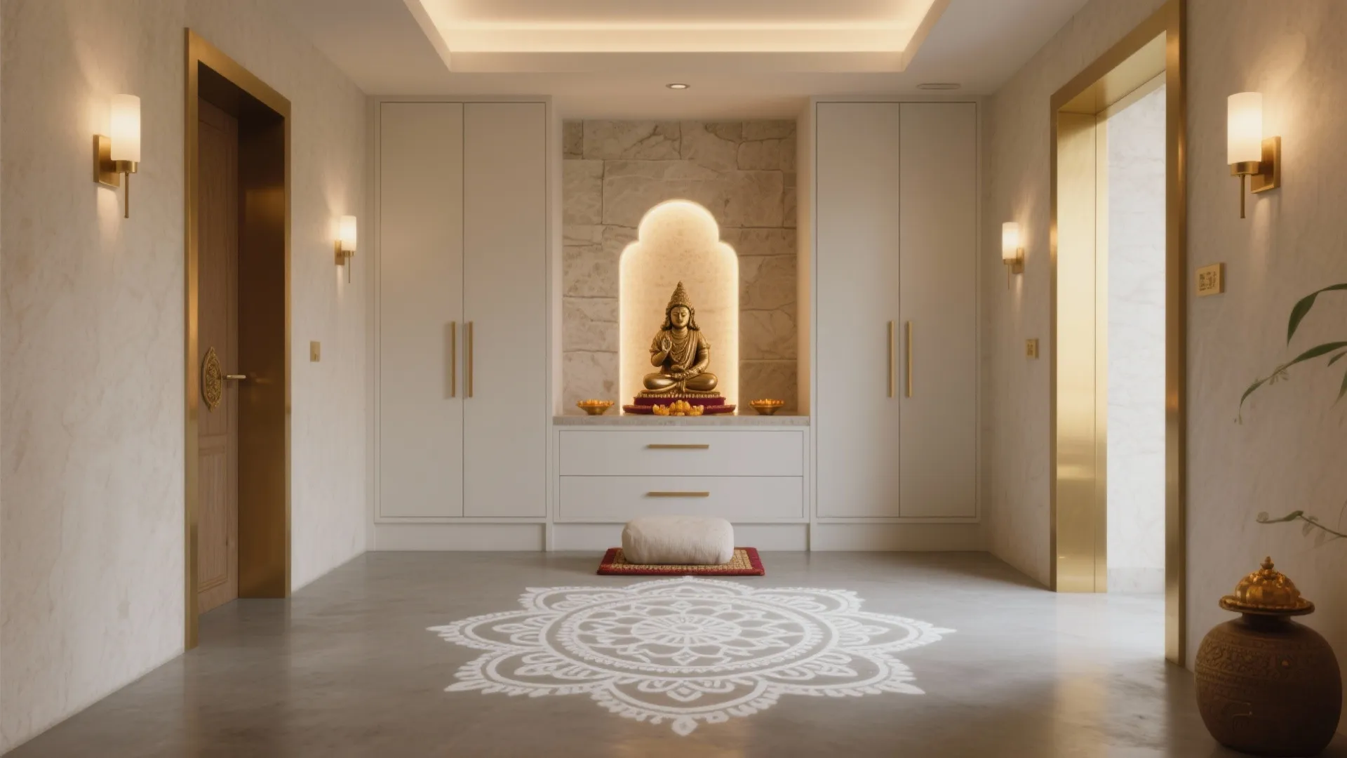 Simple Pooja Room Kolam Designs for Modern Spaces