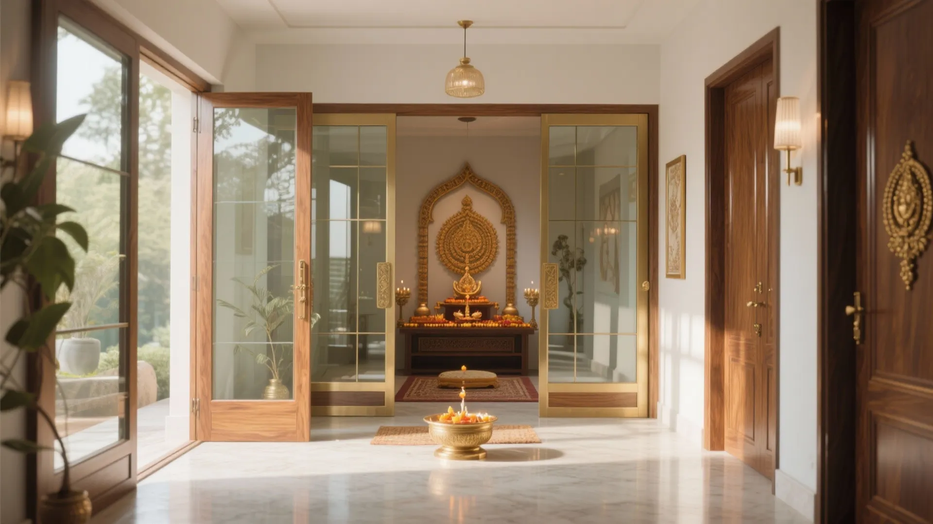 5 Traditional Pooja Room Glass Door Design Ideas: Elegant Glass Door Designs to Elevate Your Home's Pooja Room