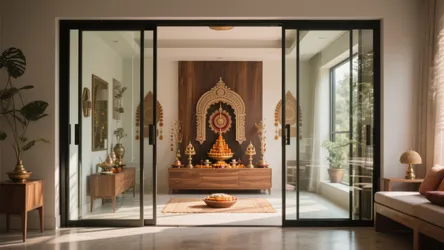 5 Stunning Pooja Room Glass Door Designs