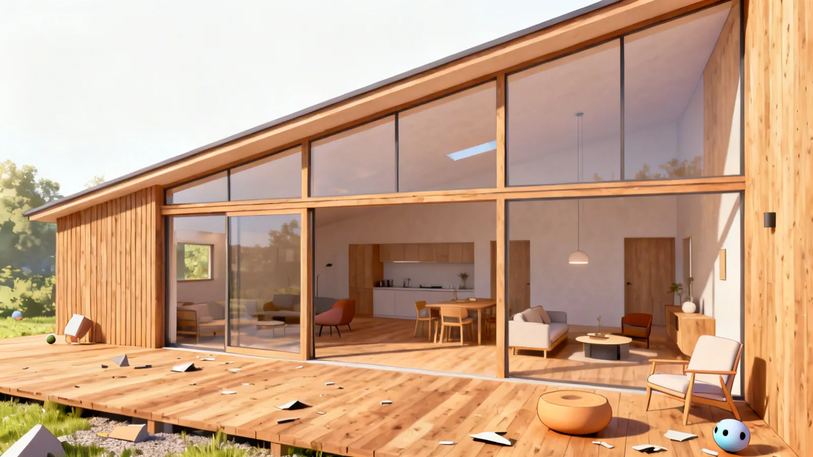 Casa contemporánea con tejado inclinado a un agua