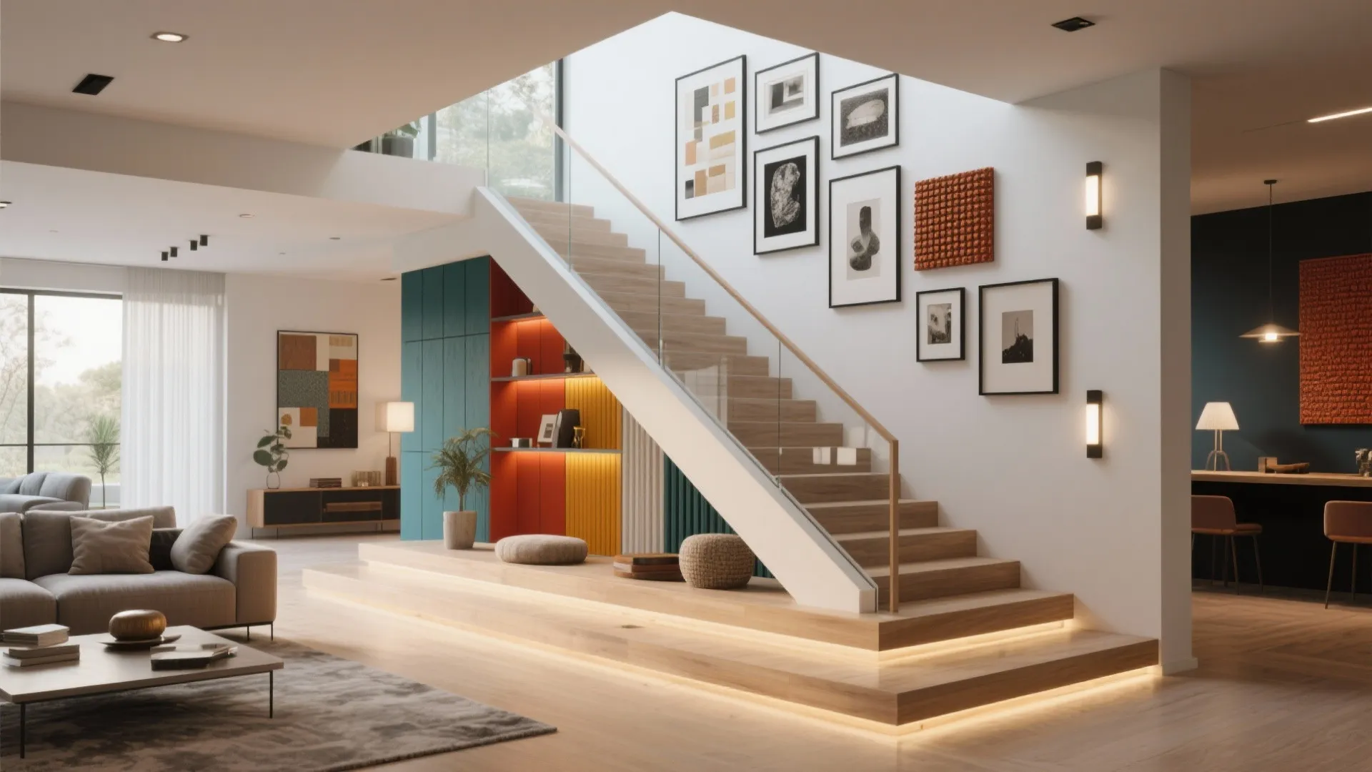 10 Modern Staircase Wall Decor Ideas: Creative Ways to Transform Your Staircase Wall into a Modern Living Room Feature