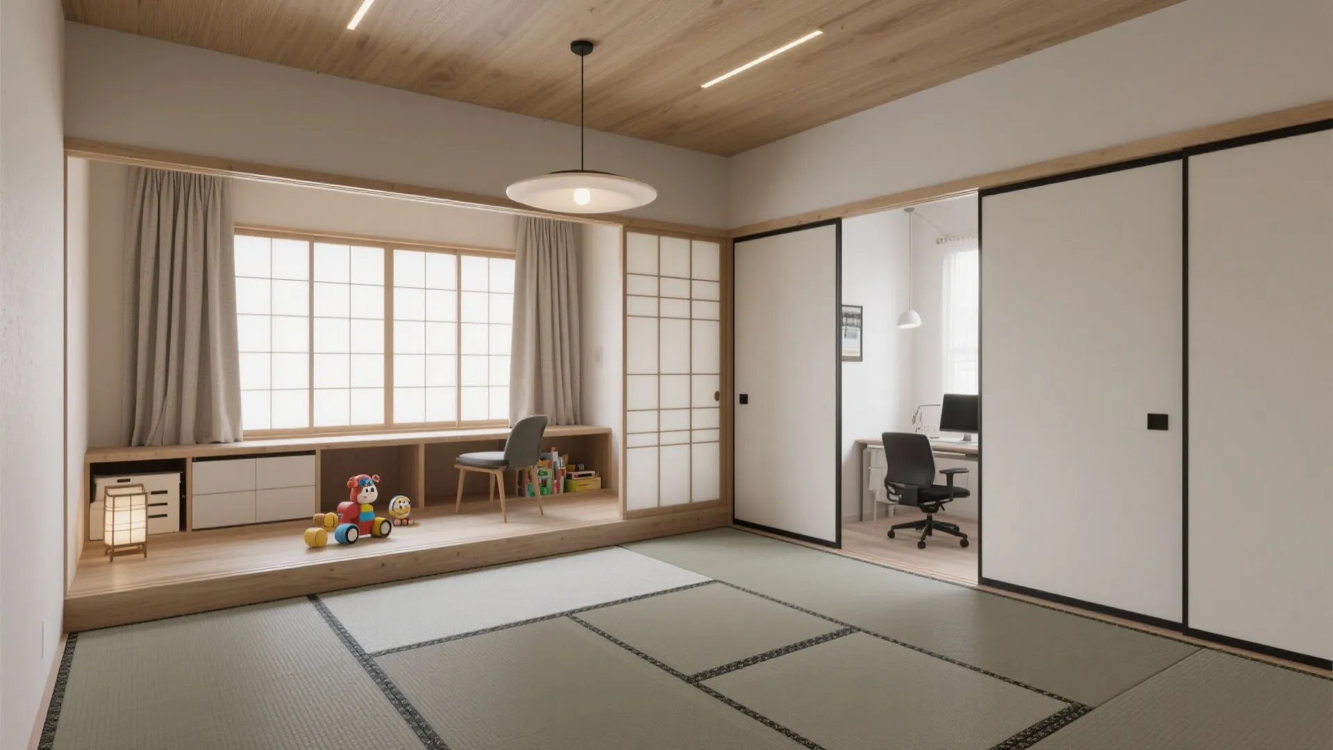 和室かワークスペースか：日式風格を核に可変の一室を設計