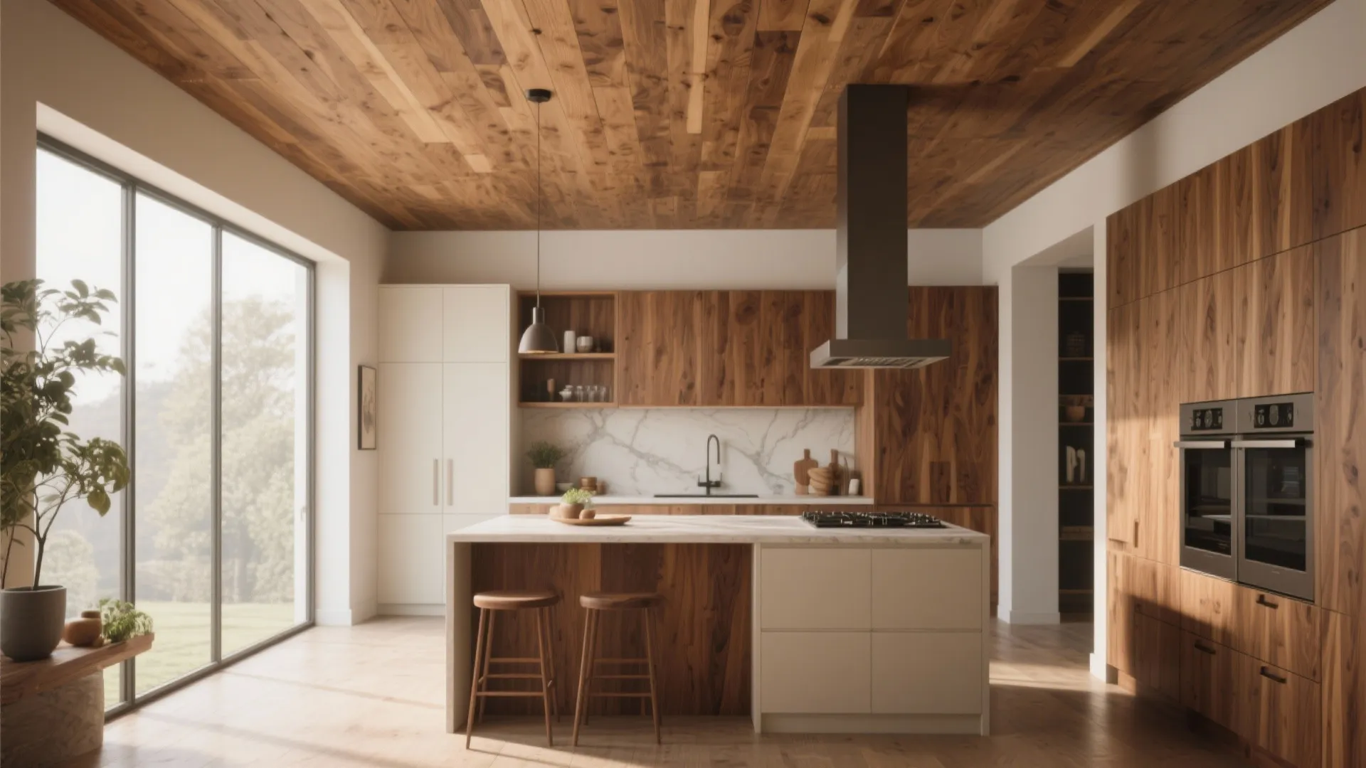 Creative Kitchen Wood Ceiling Ideas