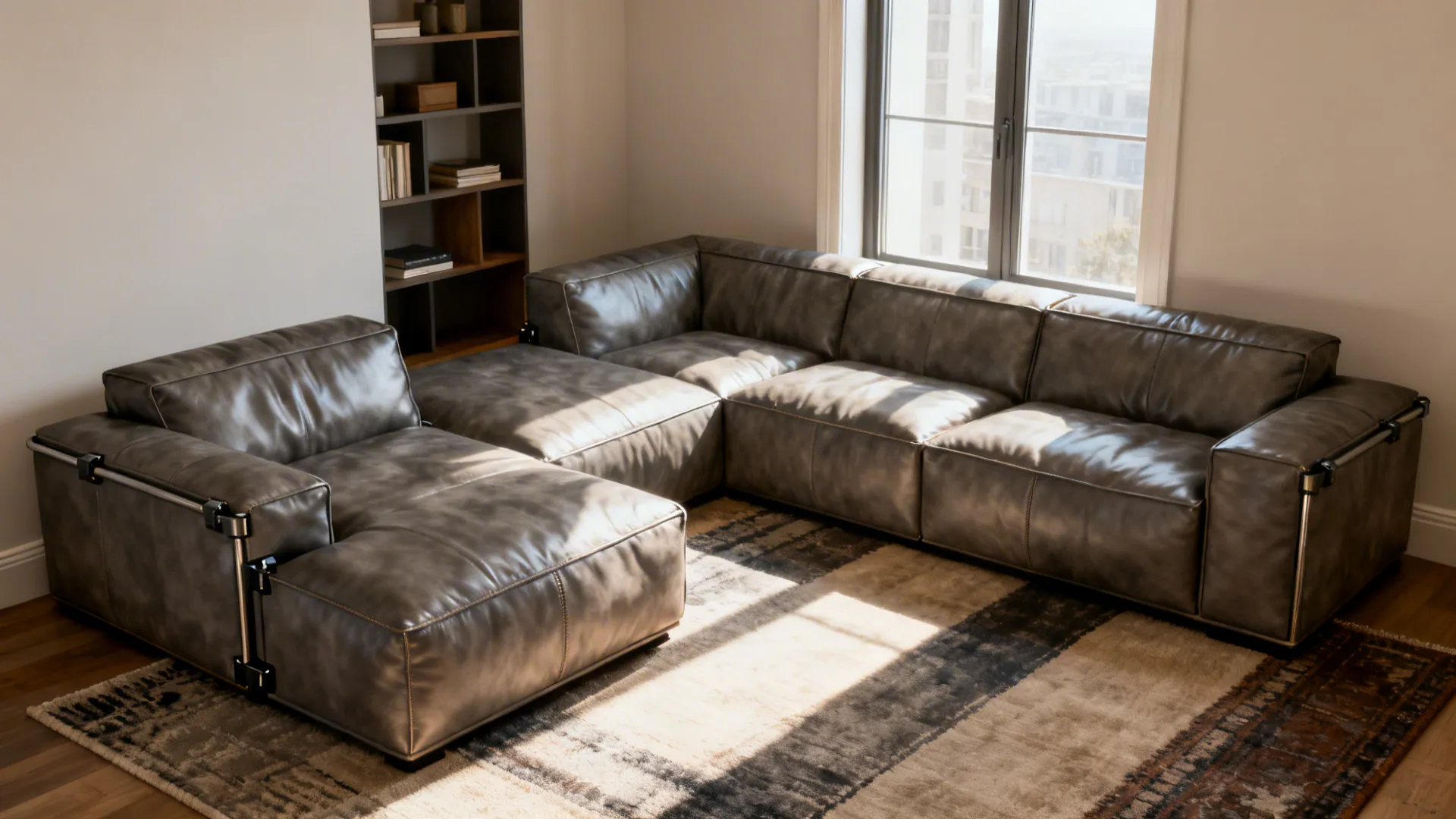 2. Modular leather pieces for flexible layouts