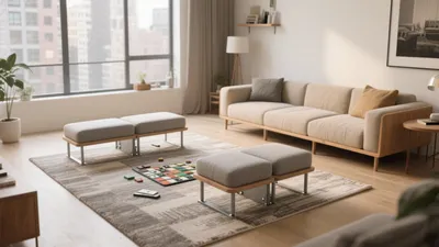 Modern Living Room with Wood Accent Furniture & Neutral Palette