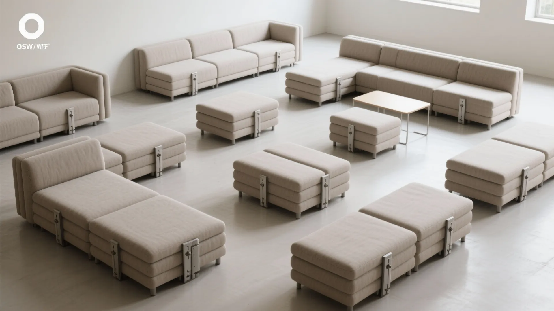 5. Foldable or modular bench for flexible layouts