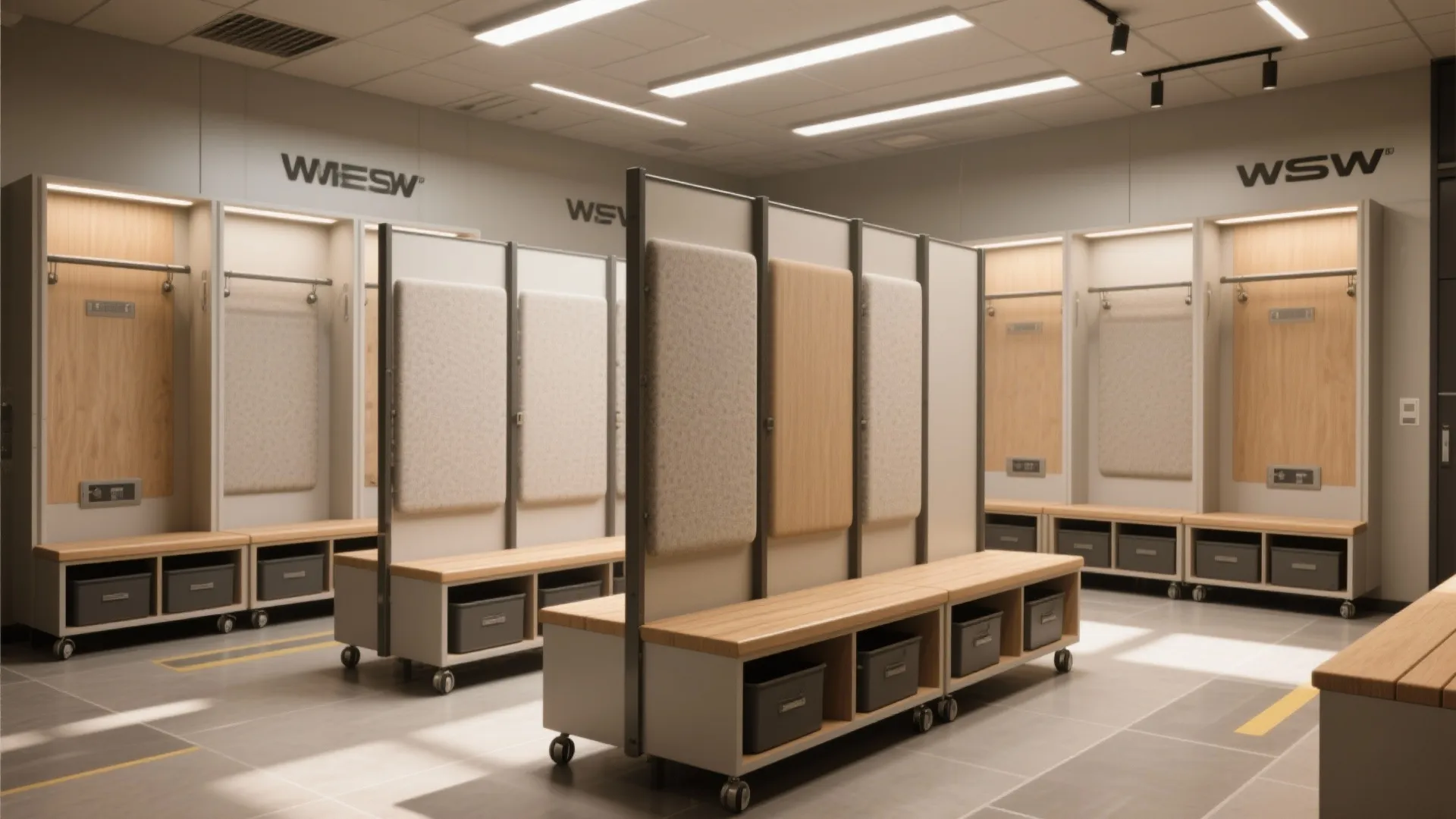 Modular Benches and Movable Partitions