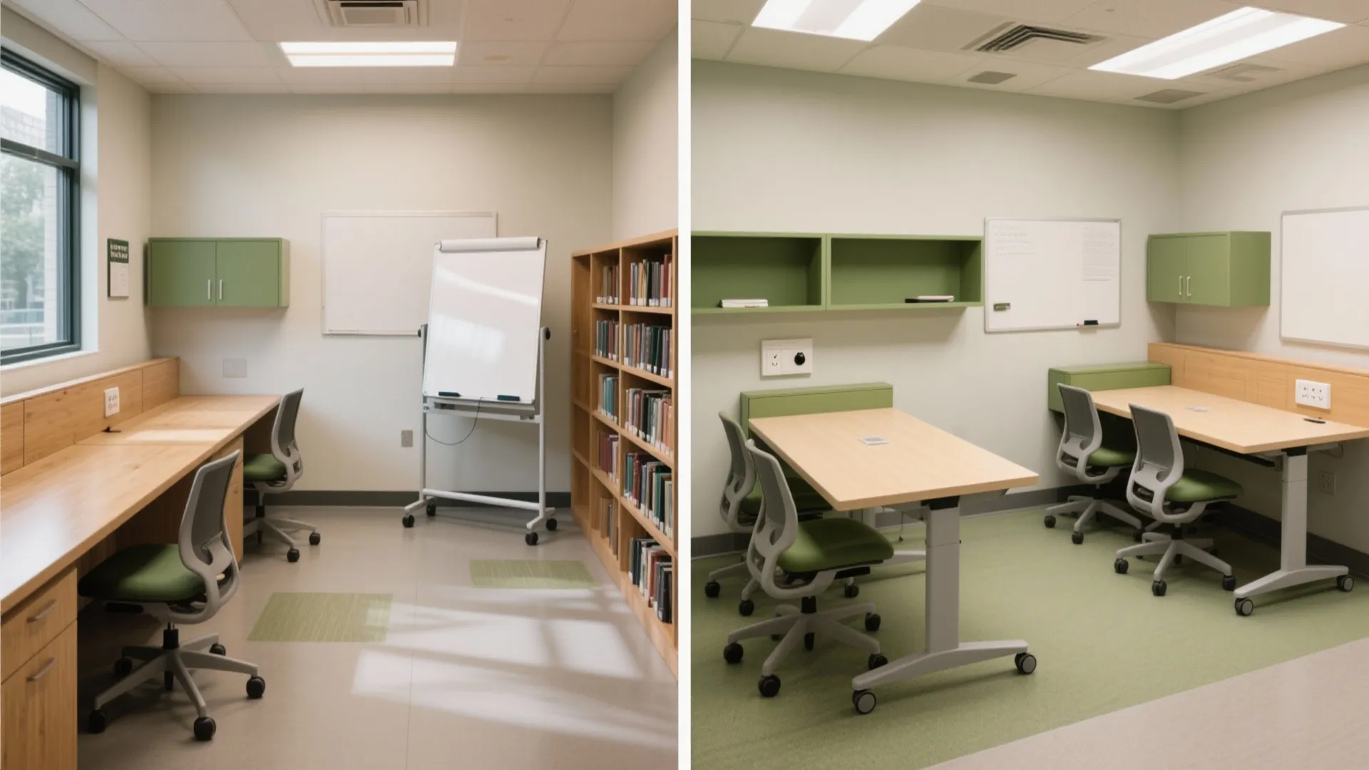 Modular layouts that pivot from solo to small group