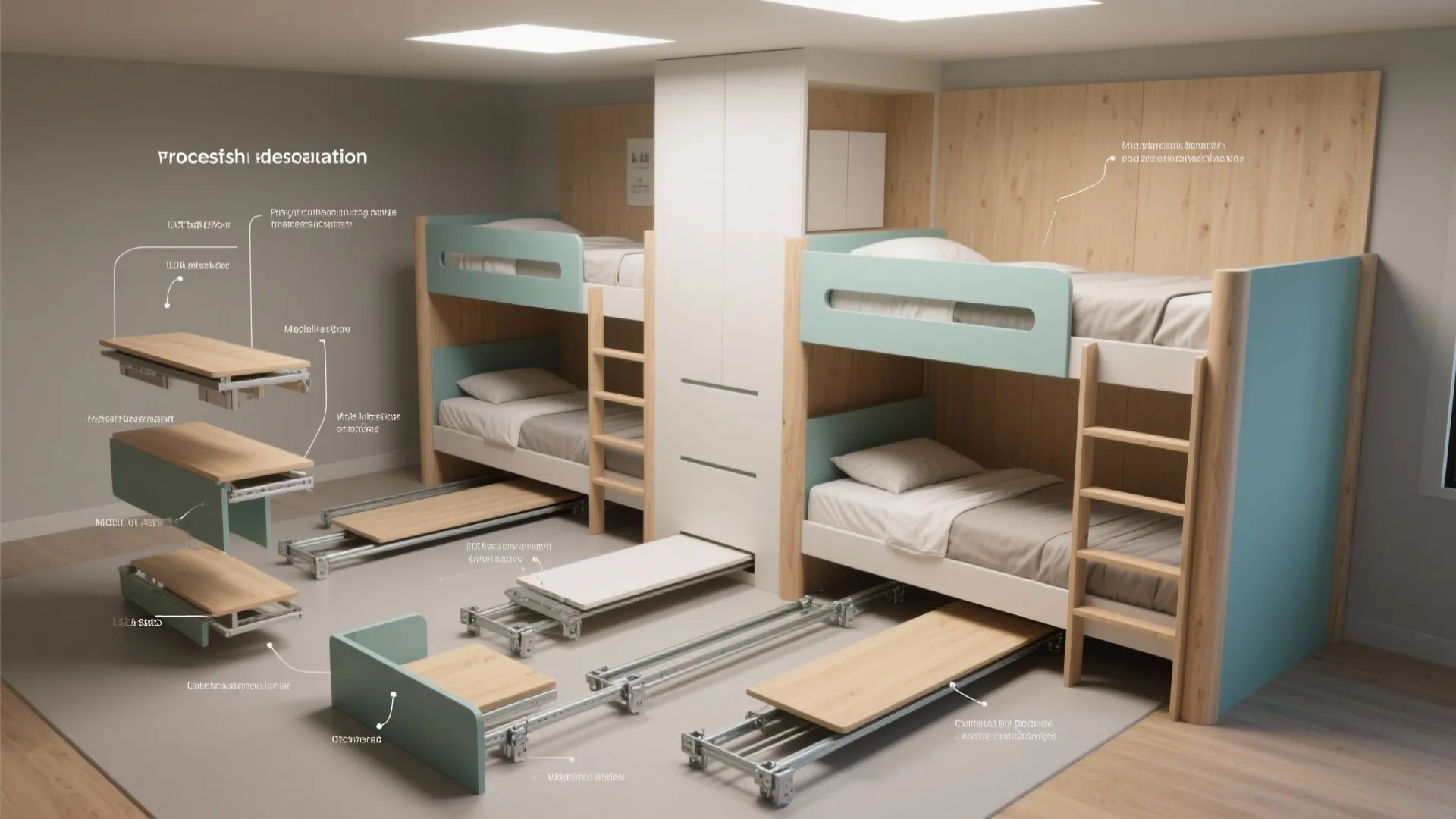 5. Playful modular bunks with removable rails