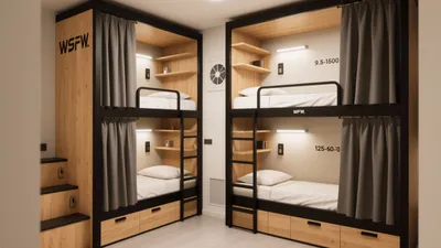 Modern Bunk Bed Dormitory Design with Smart Storage