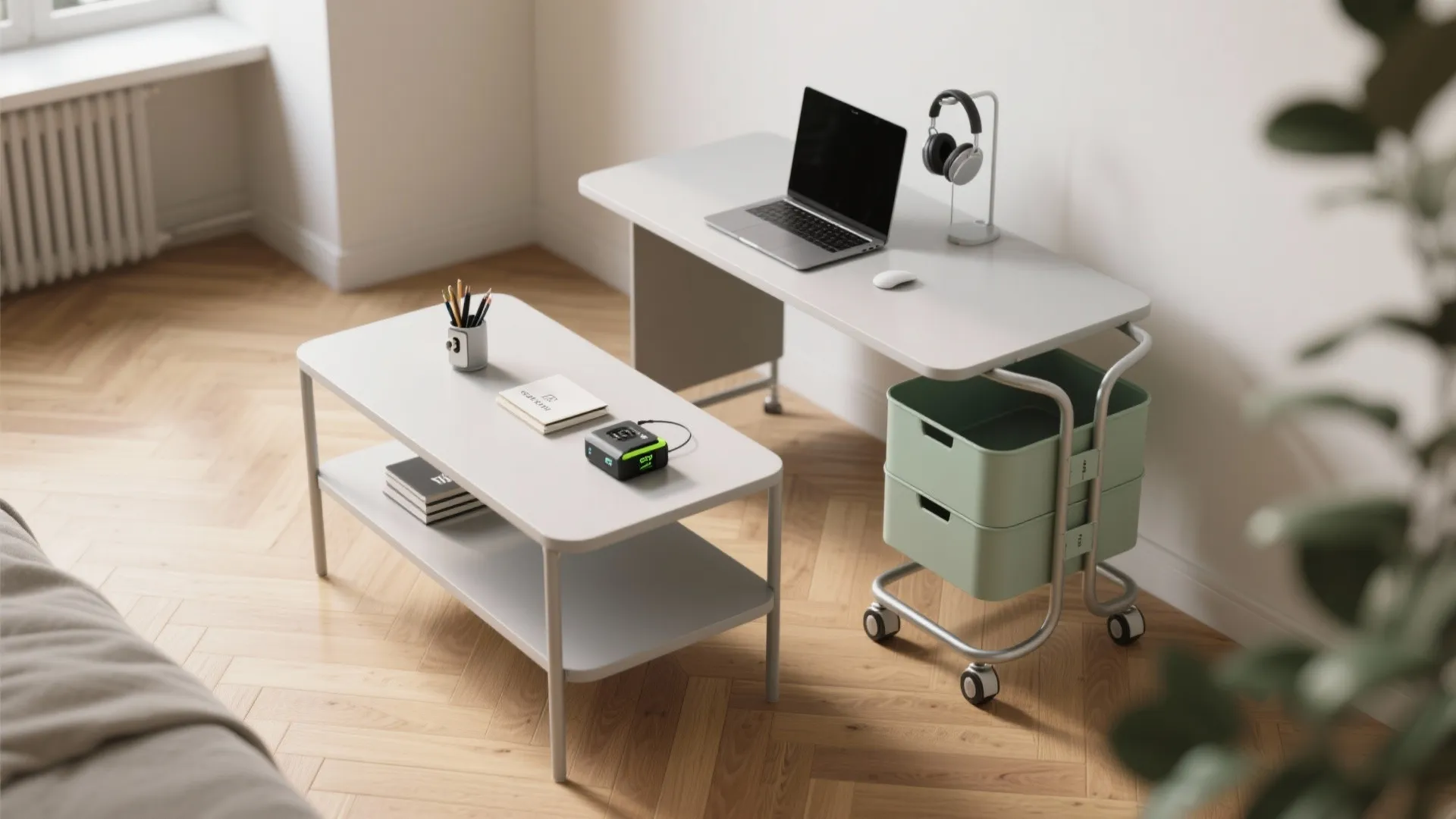 Mobile Modular Study Cart + Nesting Table Duo