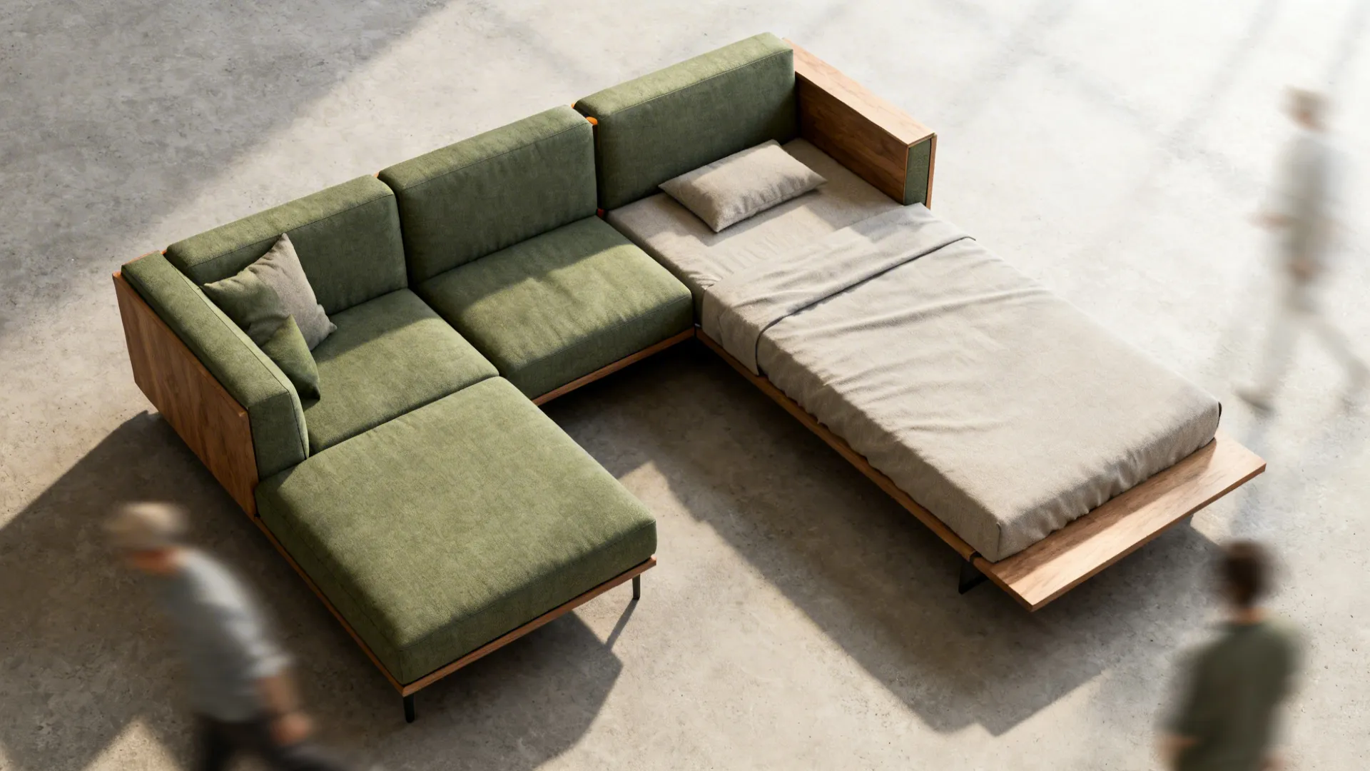 4. Sofa with modular chaise that converts to a bed