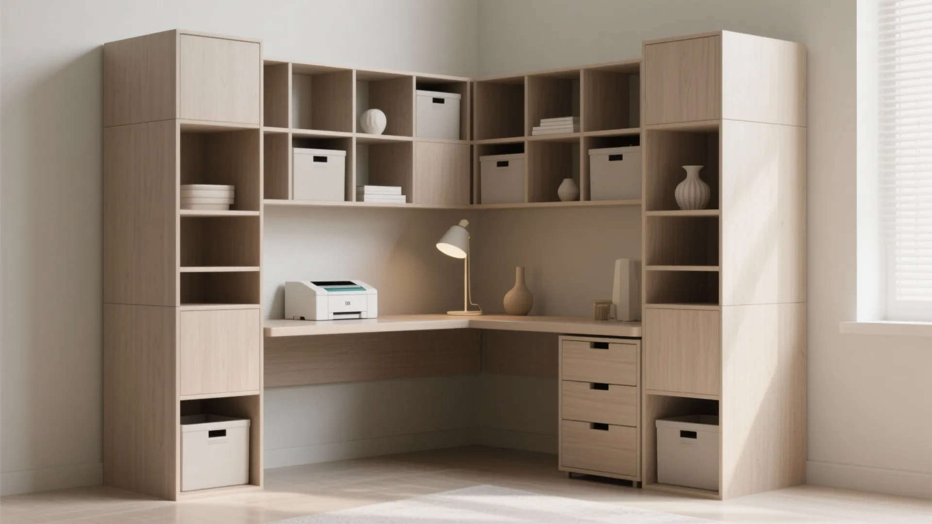 5. Modular cube system with corner desk insert