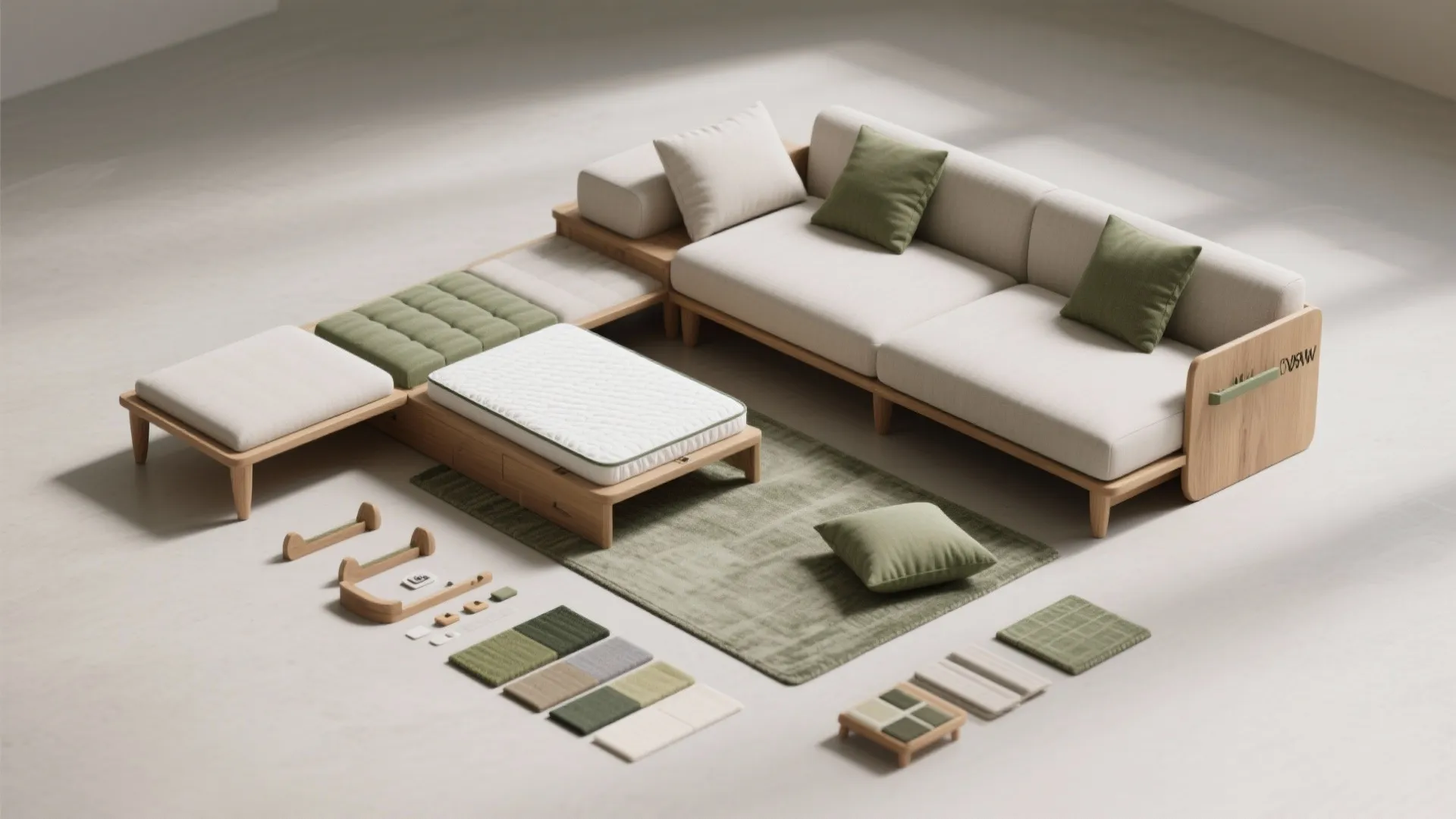 5. Modular daybed that reconfigures