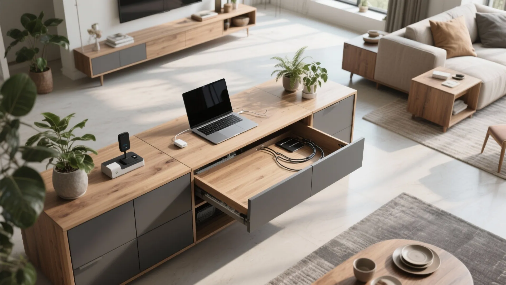 5. Modular sideboard with a hidden desk