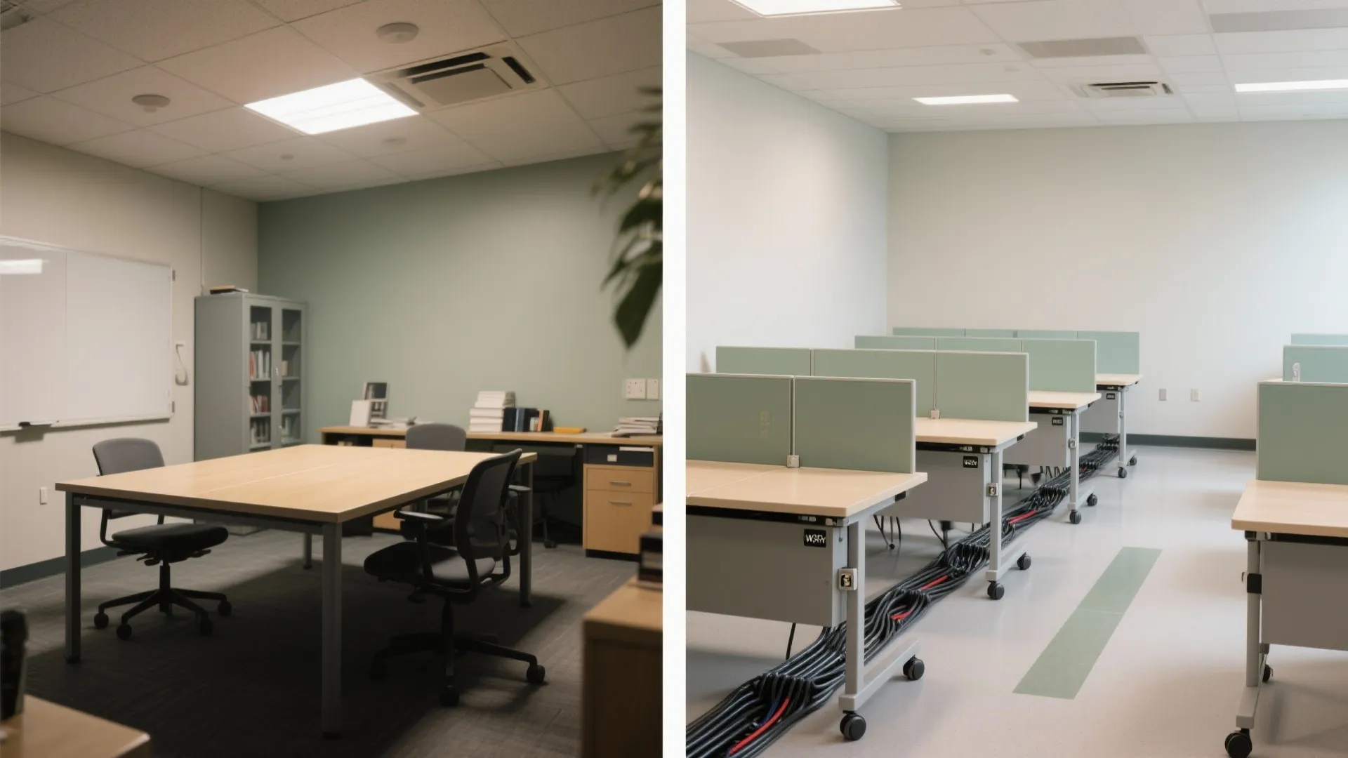 3) Modular desks that flex from solo to group