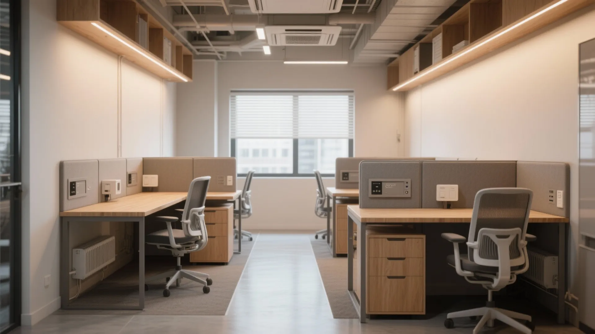 Modular desks with built-in heating