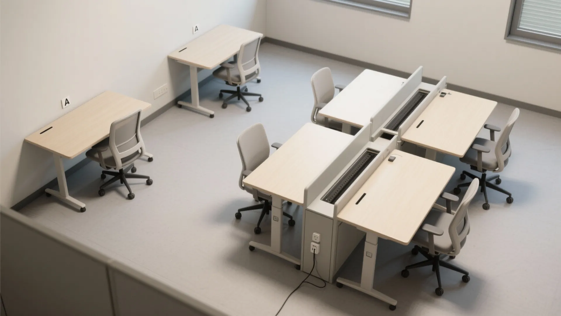 3) Modular desks that flex from solo to group